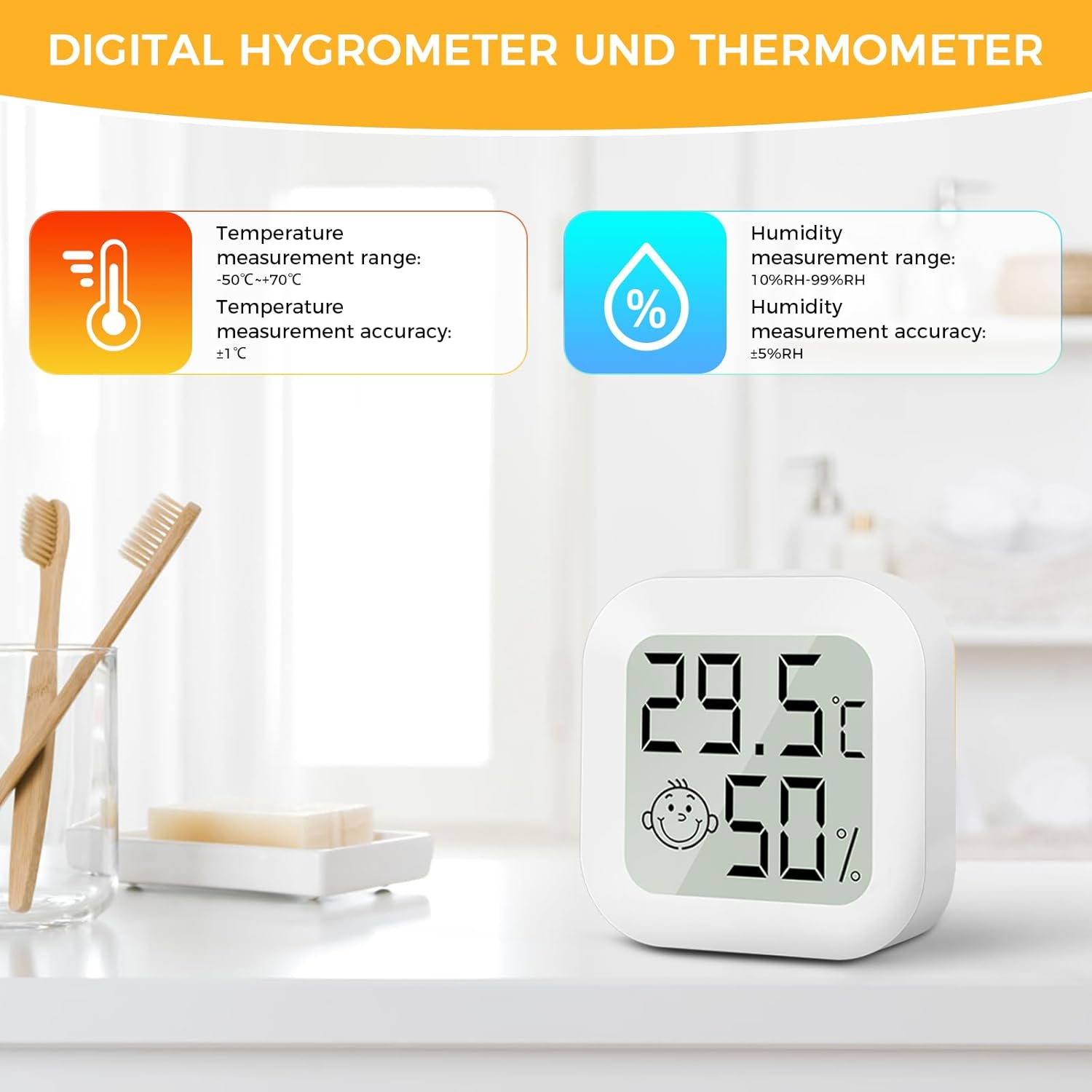 Cnmtcco Termometro Igrometro Digitale Interno - 4 Pezzi - immagine 5