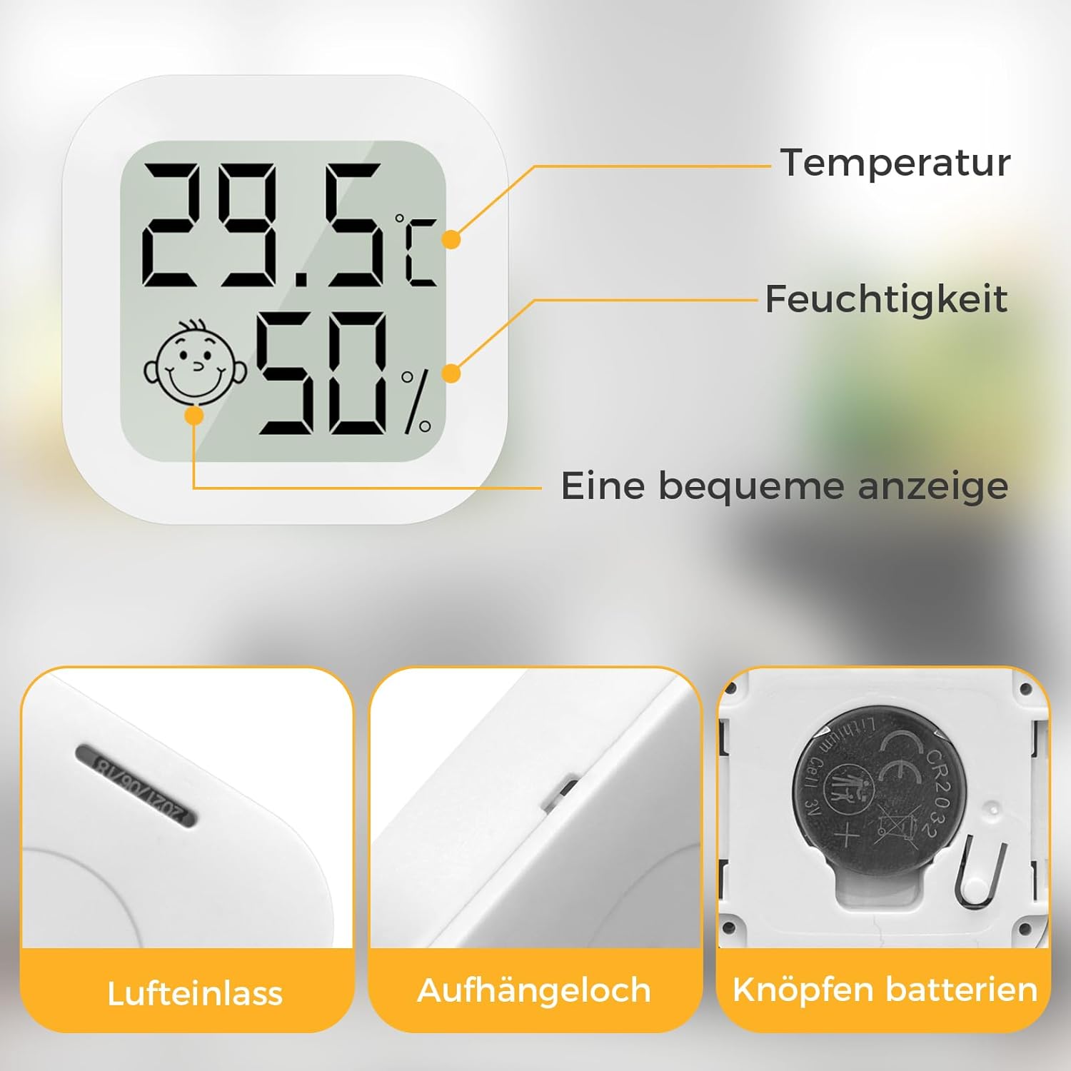 Cnmtcco Termometro Igrometro Digitale Interno - 4 Pezzi - immagine 6