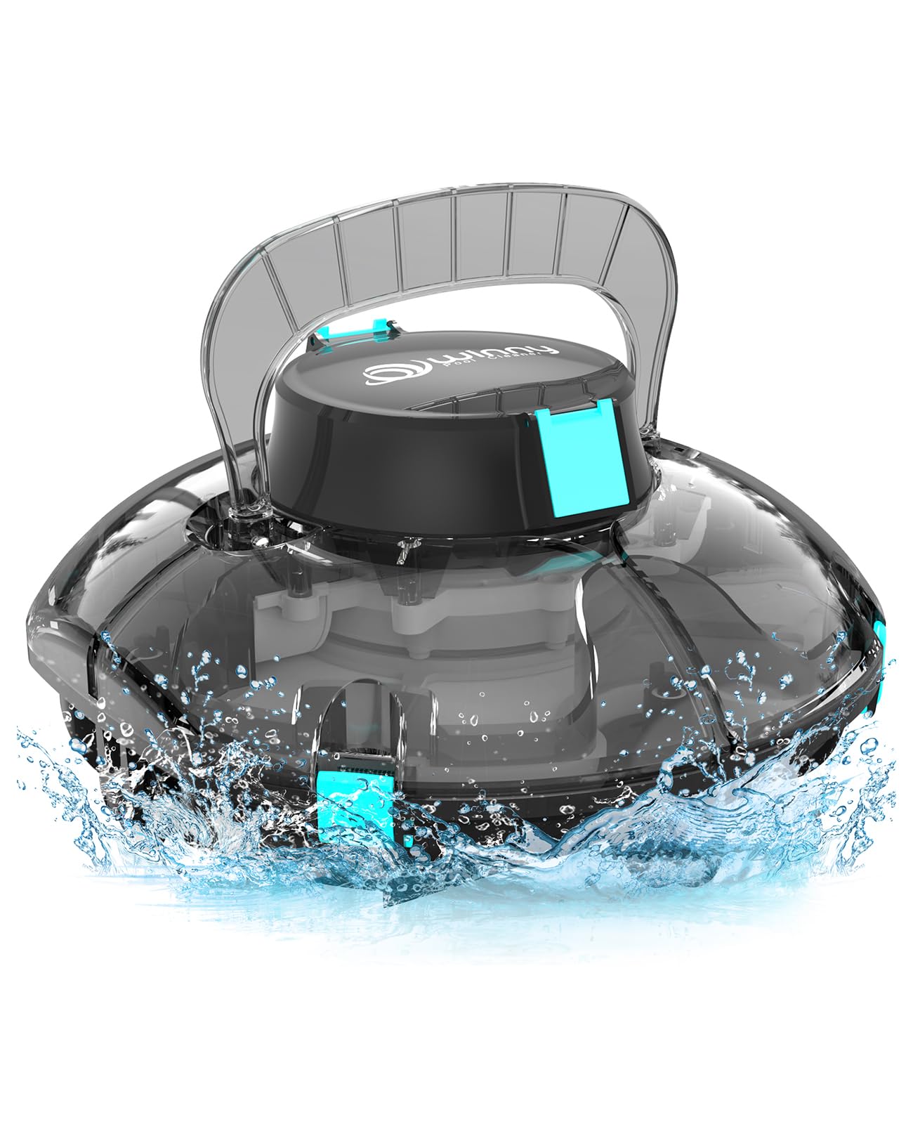 WINNY POOL CLEANER Winny 200 Robot Piscina, Piscina Senza Fili con Batteria, Autonomia 75 Min per Piscine Fuori Terra 60 m², Doppia Filtrazione, Parcheggio Automatico (Trasparente Nero)