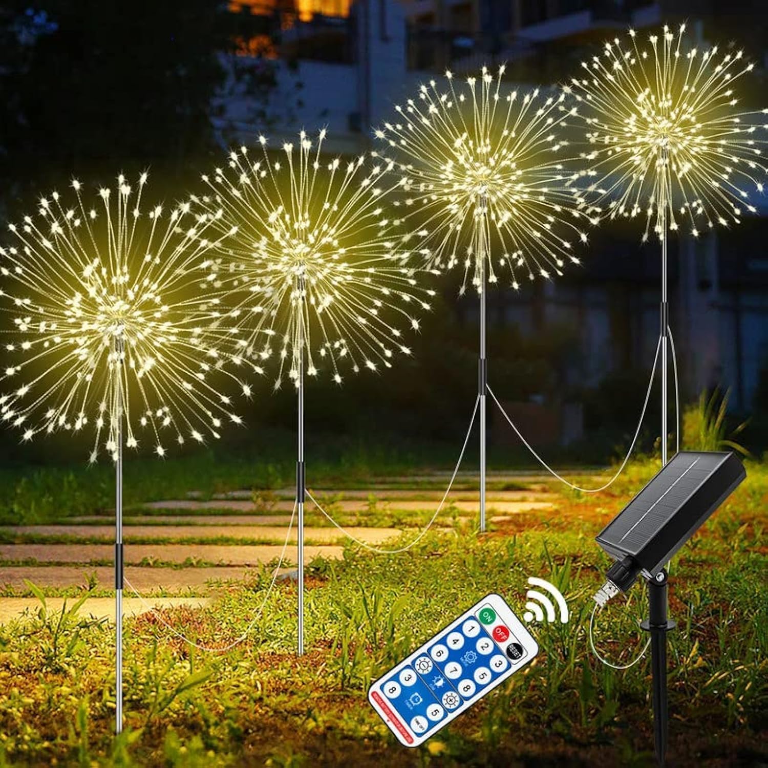 A.bigwhale Luci Solari Giardino Fuochi d'artificio 4pz