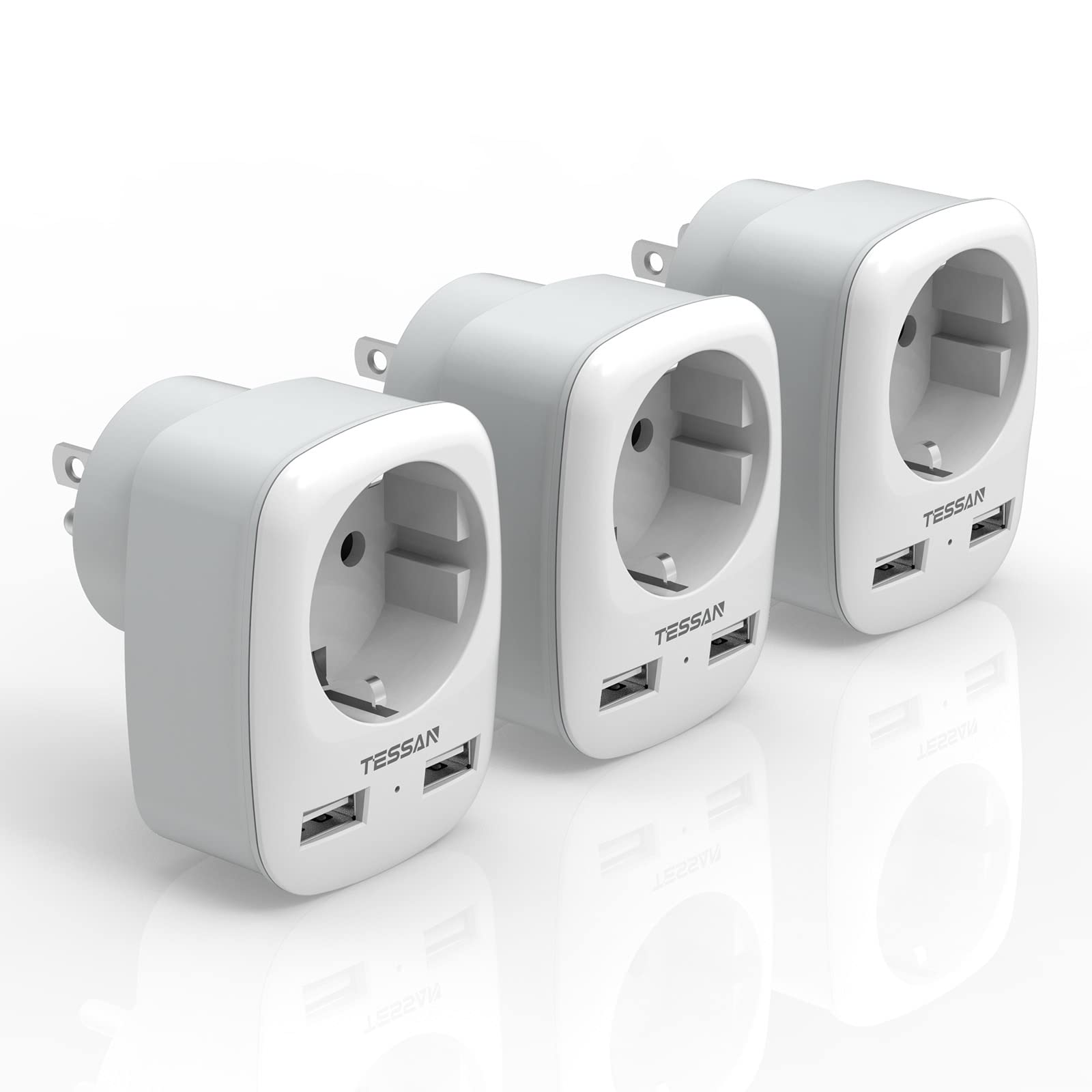 Tessan 3 Pack Adattatore Viaggio USA con 2 USB