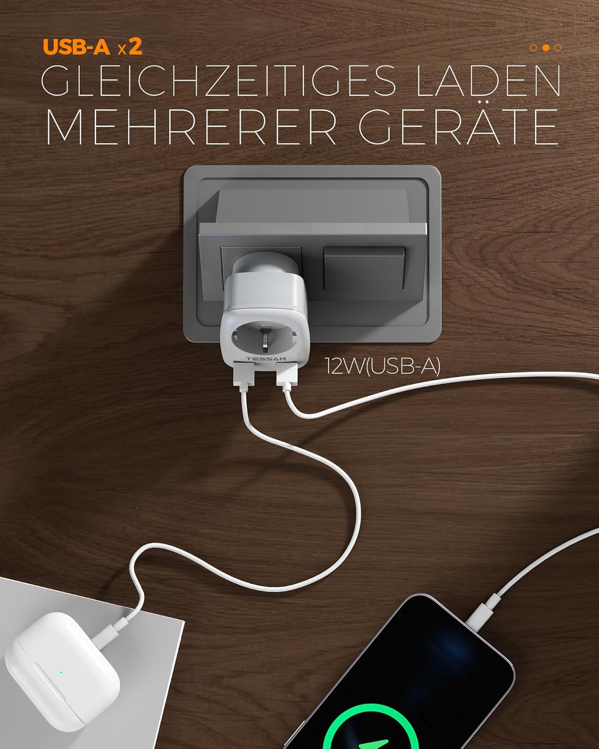 Tessan 3 Pack Adattatore Viaggio USA con 2 USB - immagine 7