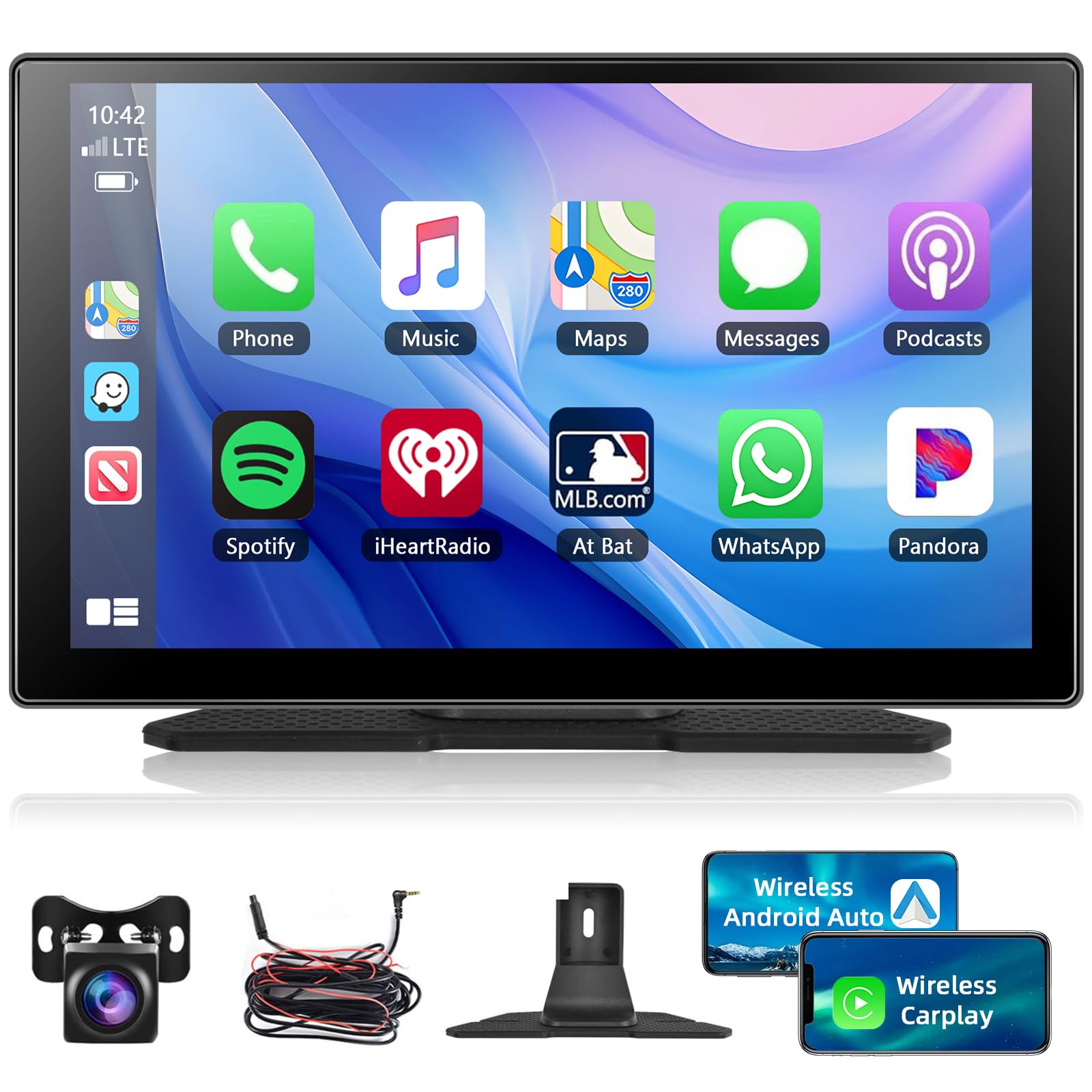 Motorsi Autoradio Portatile 9" Touchscreen con CarPlay/Android Auto