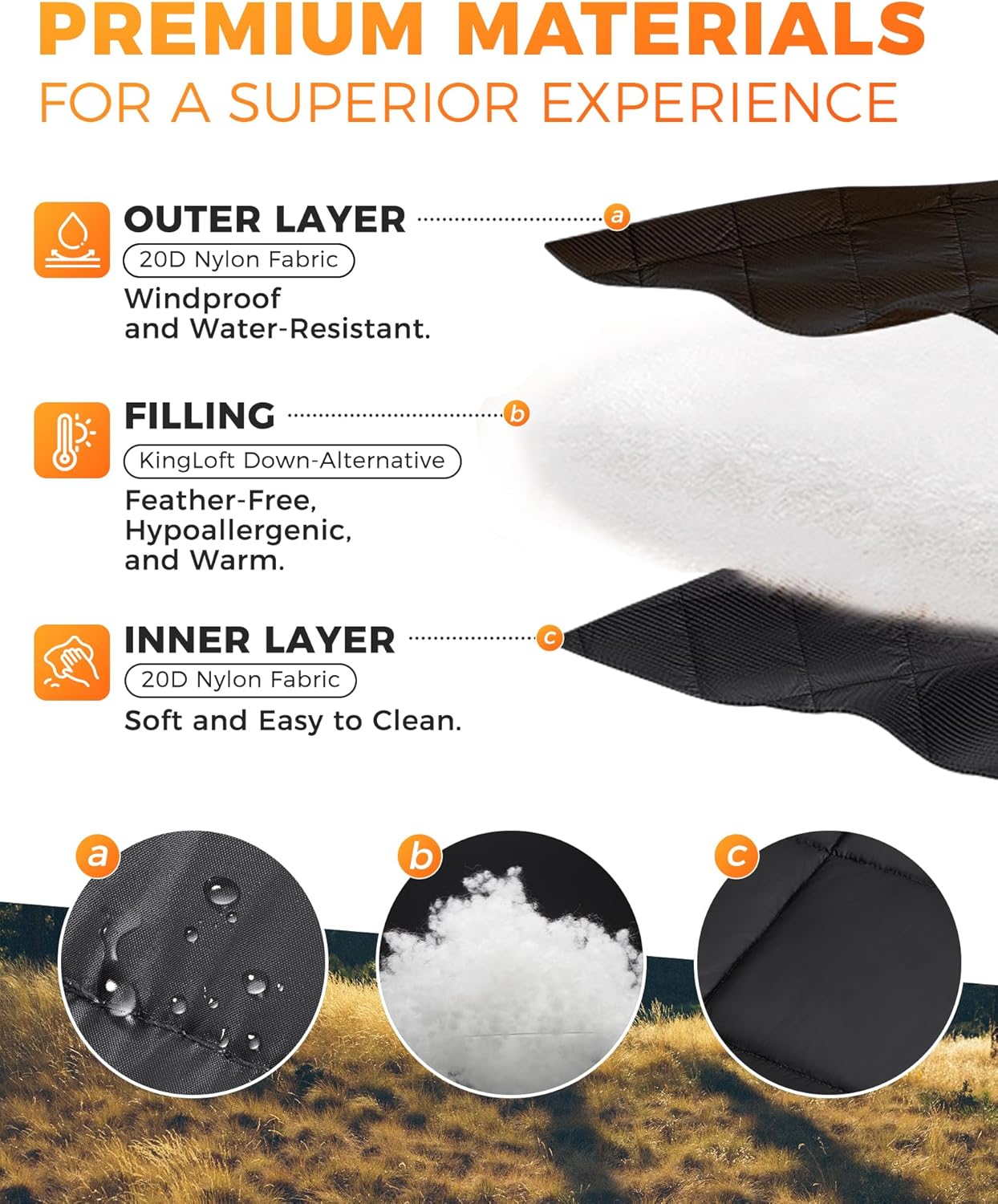 Kingcamp Coperta da Campeggio Leggera 200x145 cm - immagine 4