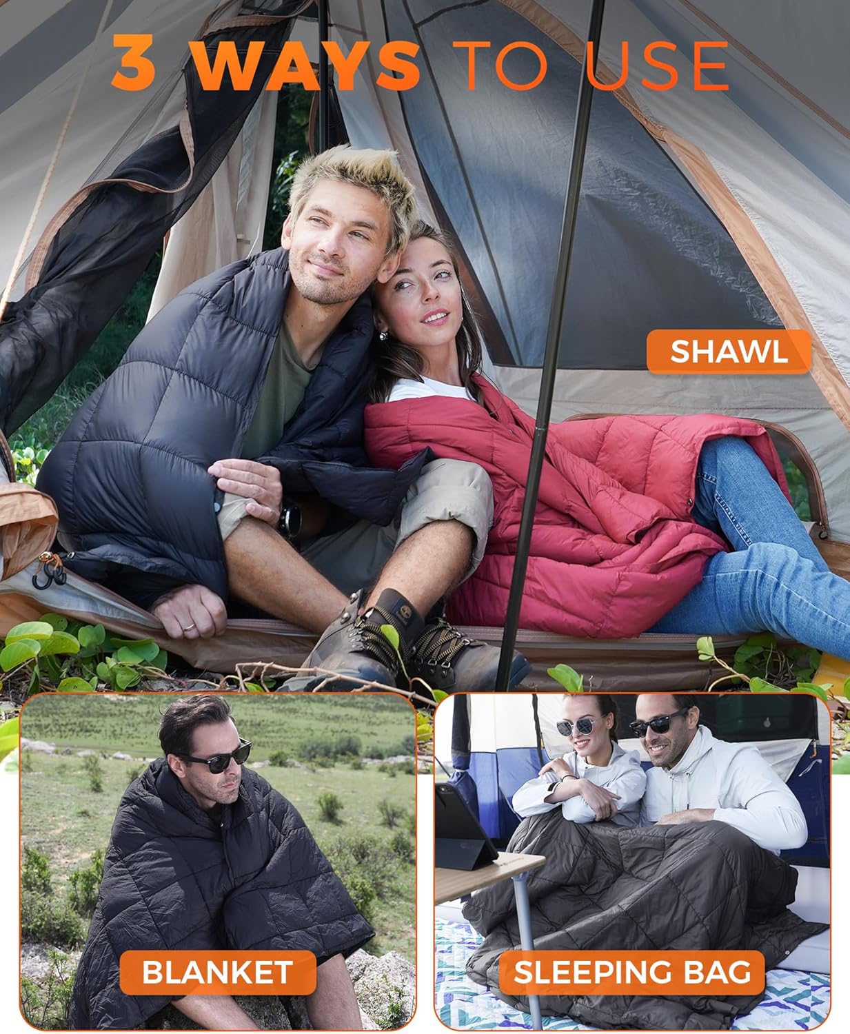 Kingcamp Coperta da Campeggio Leggera 200x145 cm - immagine 6