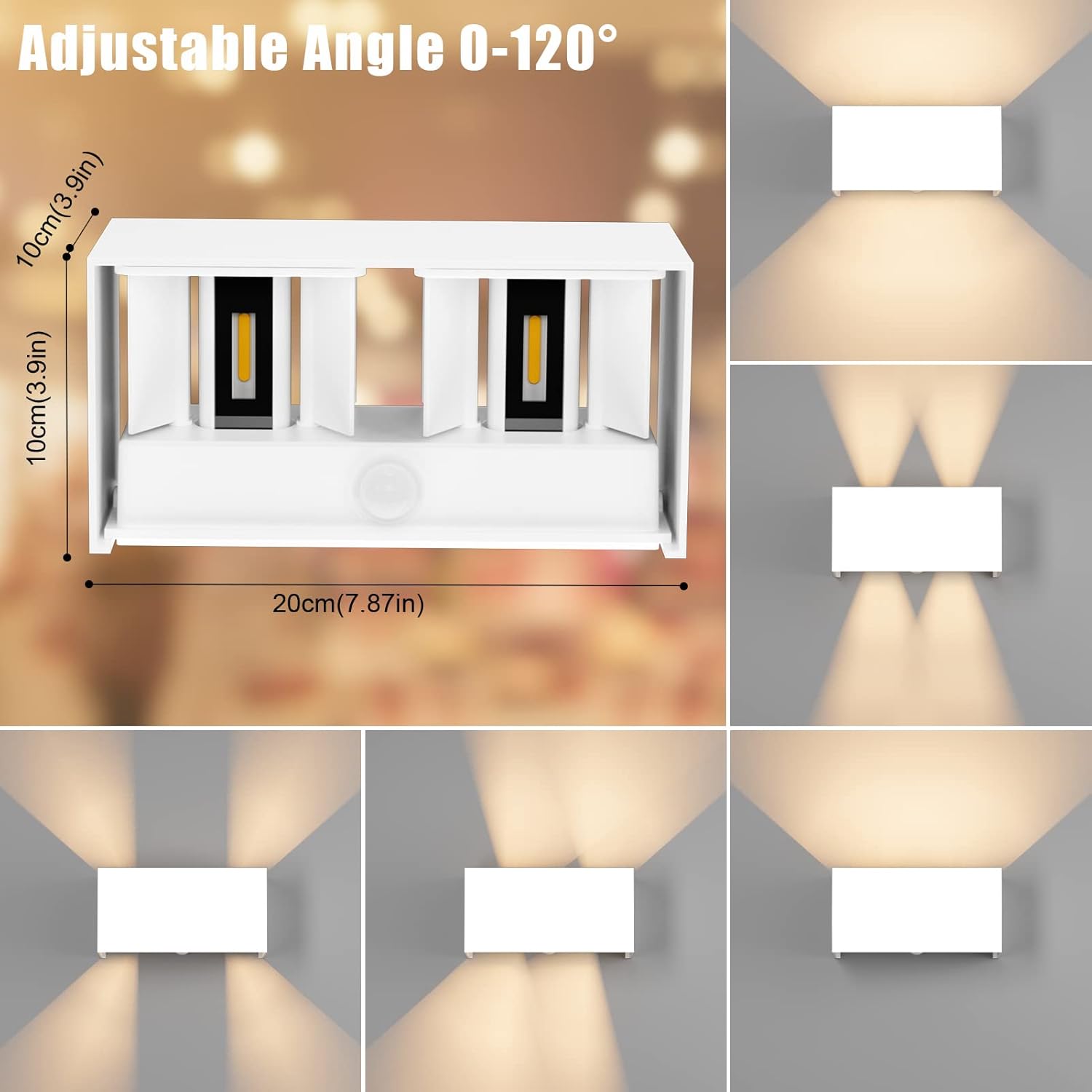 Klighten 2 Applique da Parete LED 24W con Sensore, Bianca - immagine 2