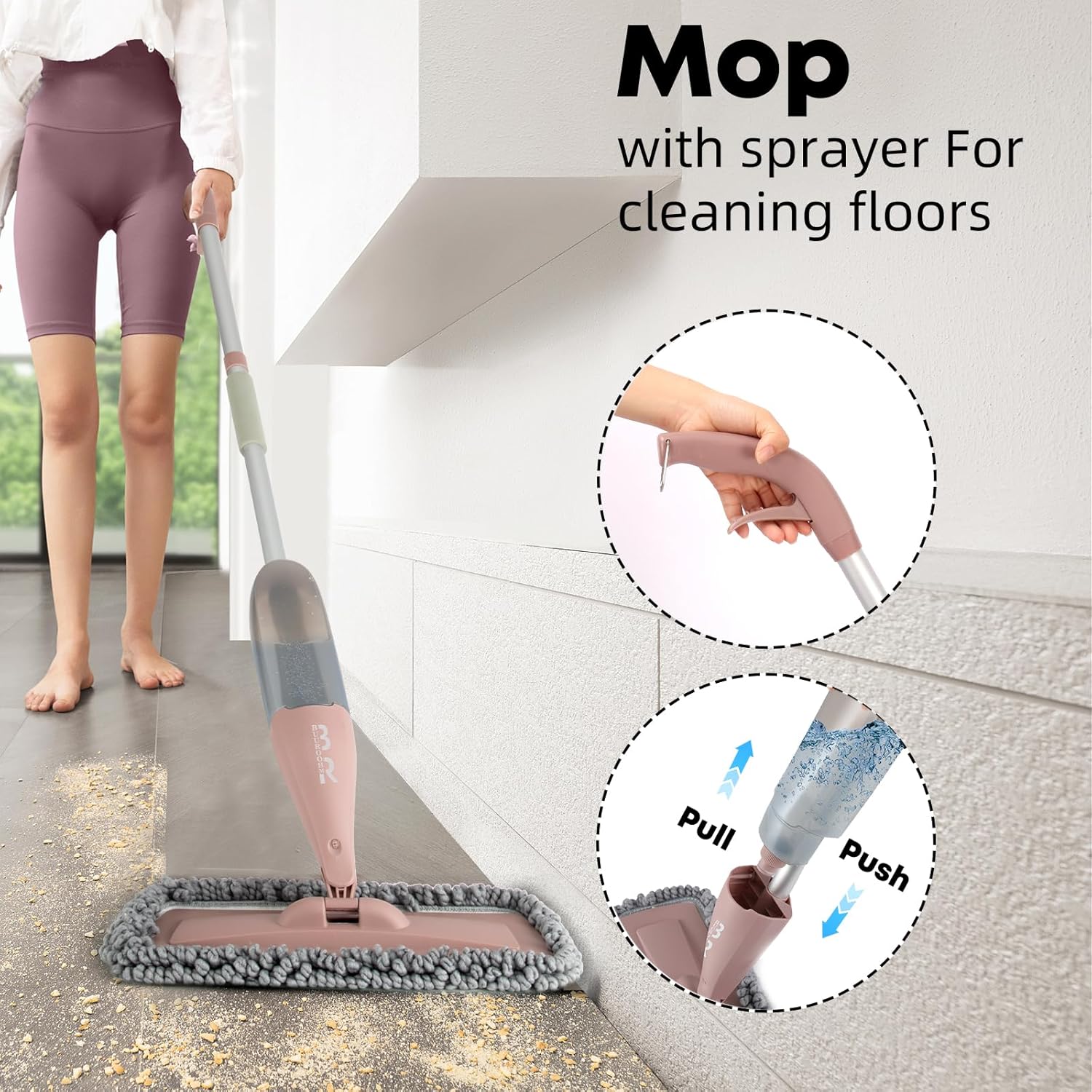 Mocio Lavapavimenti a Spruzzo con Bottiglia 800ML - immagine 4