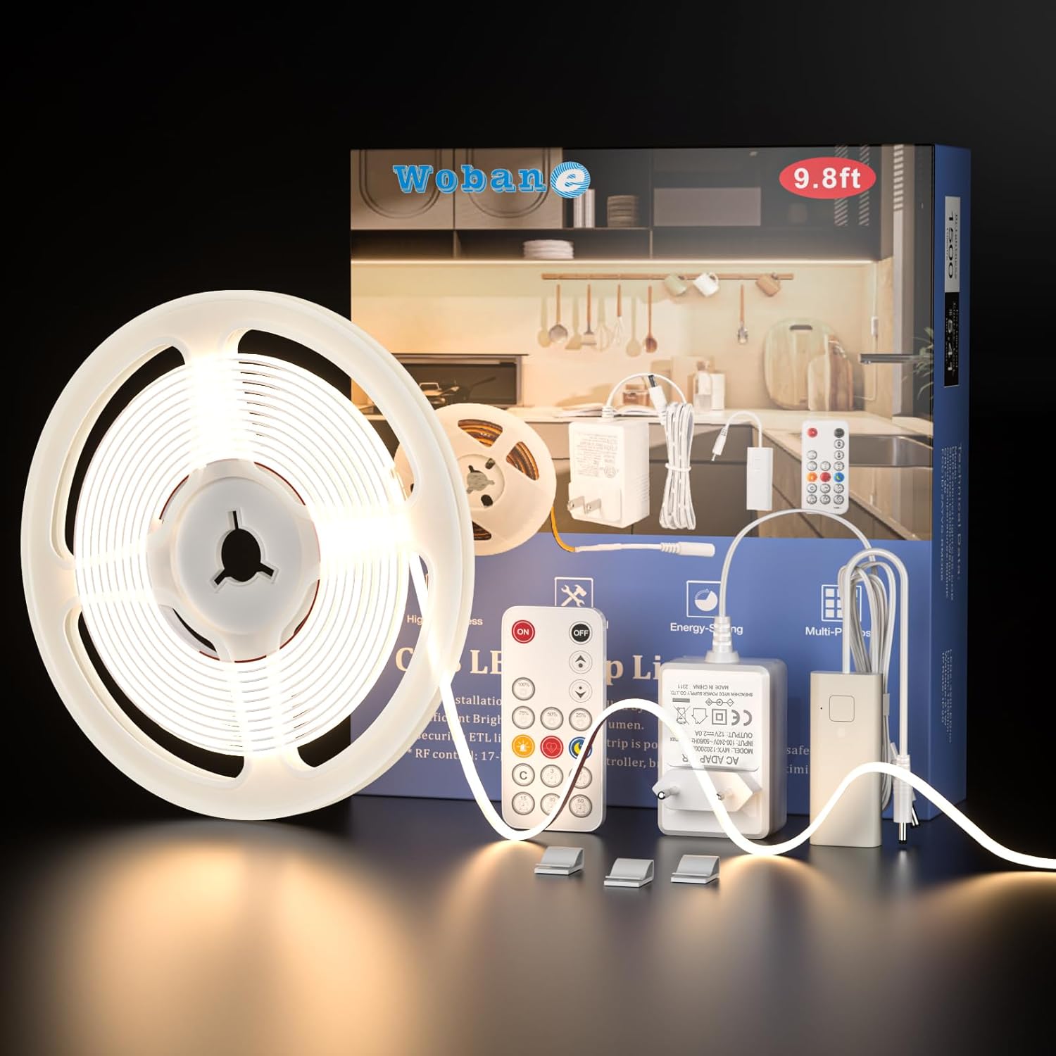 Wobane Striscia LED COB 3 Metri 12V, Bianco Naturale - immagine 1