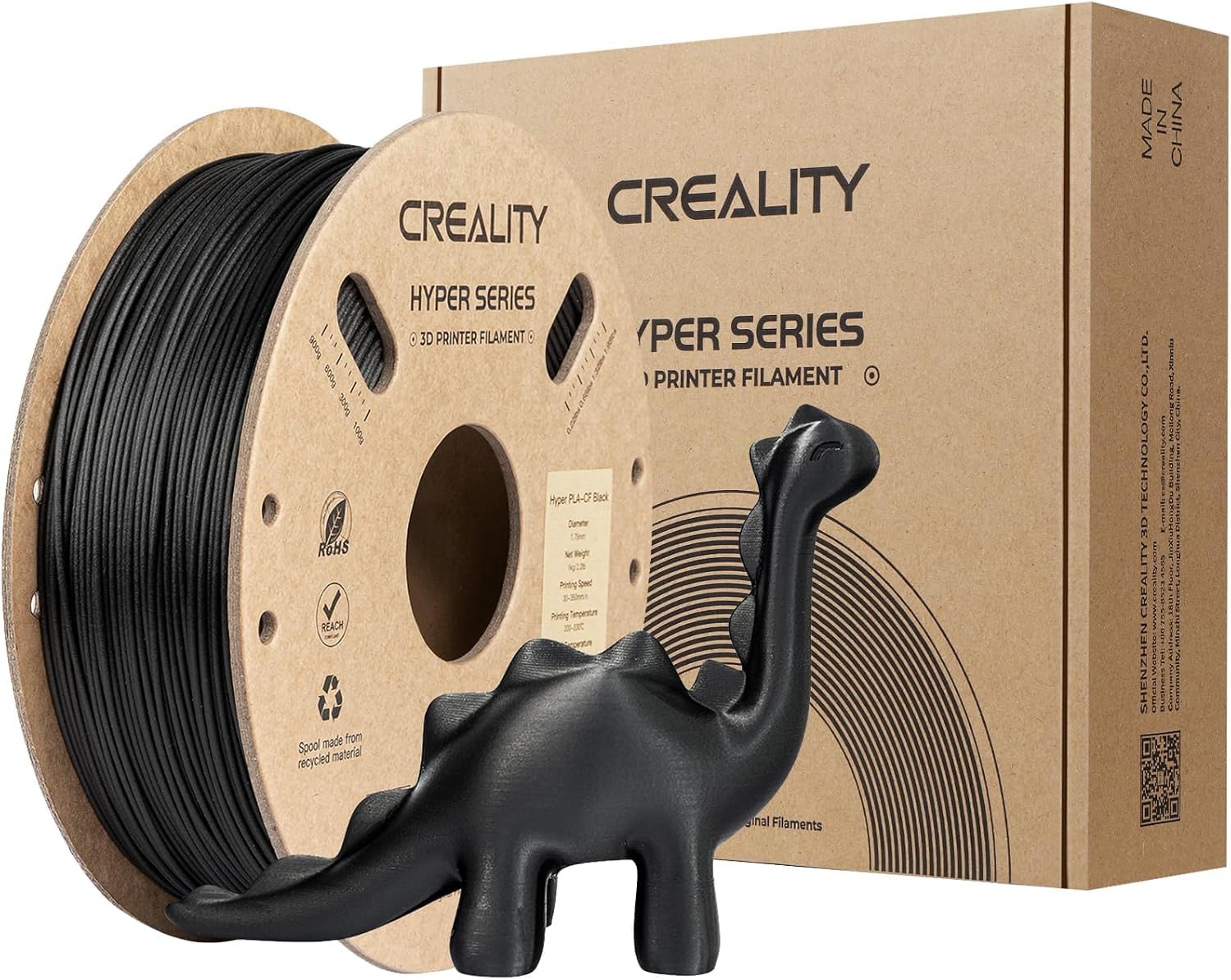 Creality Filamento PLA Hyper Fibra di Carbonio 1KG, Nero