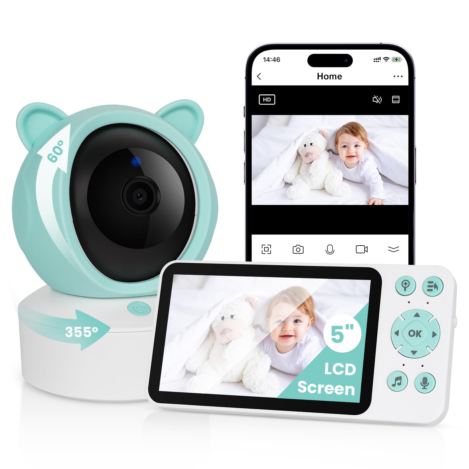Faazy Babyphone con Fotocamera e App, Visione Notturna
