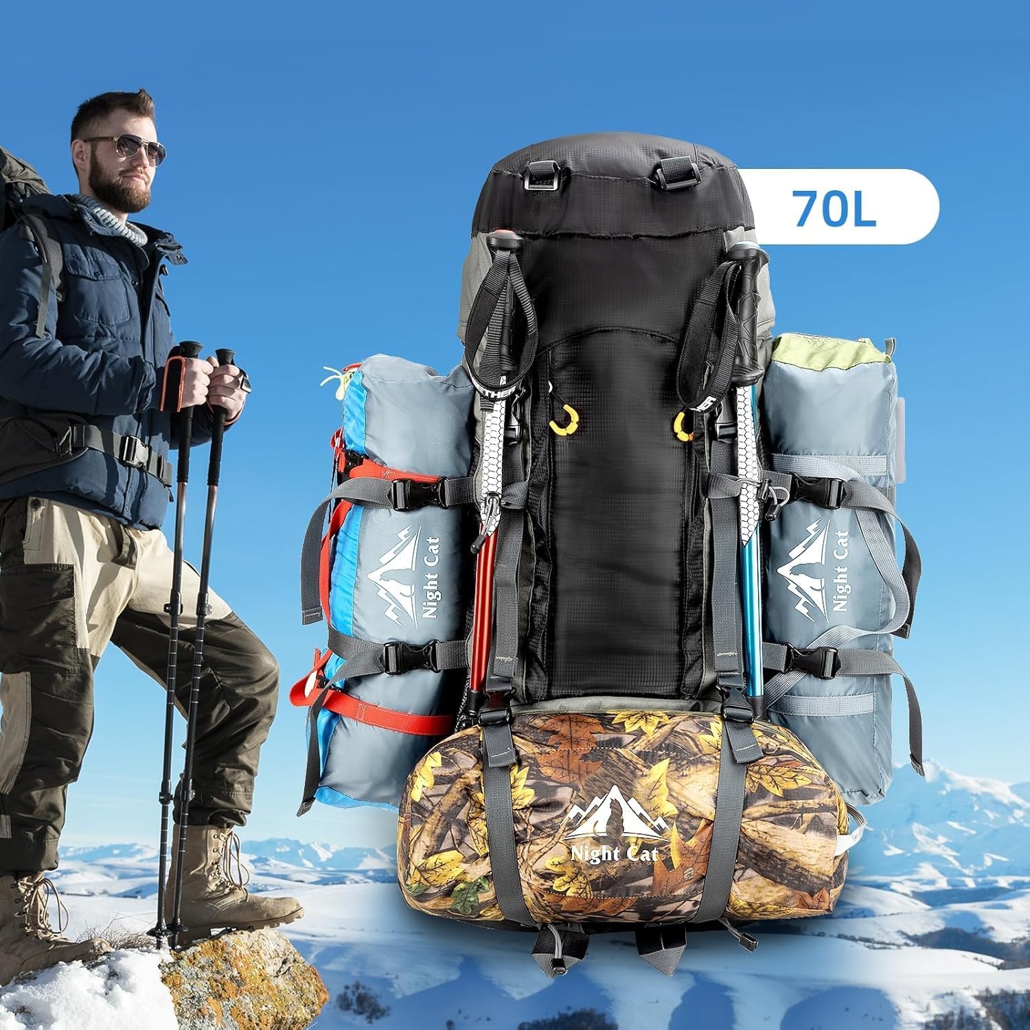 Night Cat Zaini da Hiking Trekking 70L 90L - immagine 5