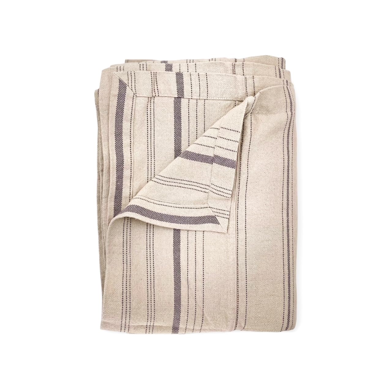 JOWOLLINA Copriletto Rasa in Semillino Stonewashed (Righe Naturale/Antracite, 170 x 260 cm)