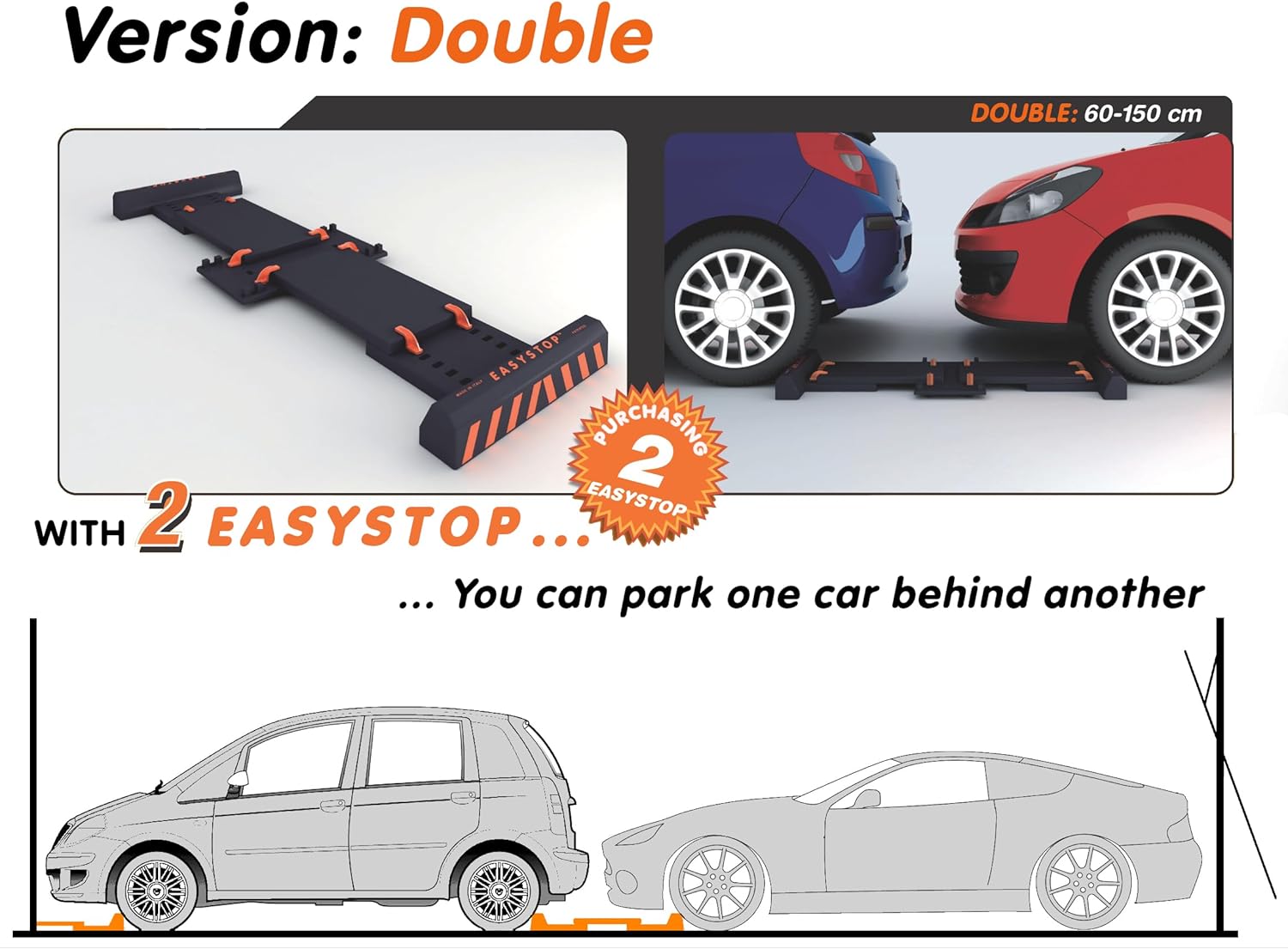 EASYSTOP n. 1 Fermaruota Regolabile in Plastica Antiurto - immagine 6