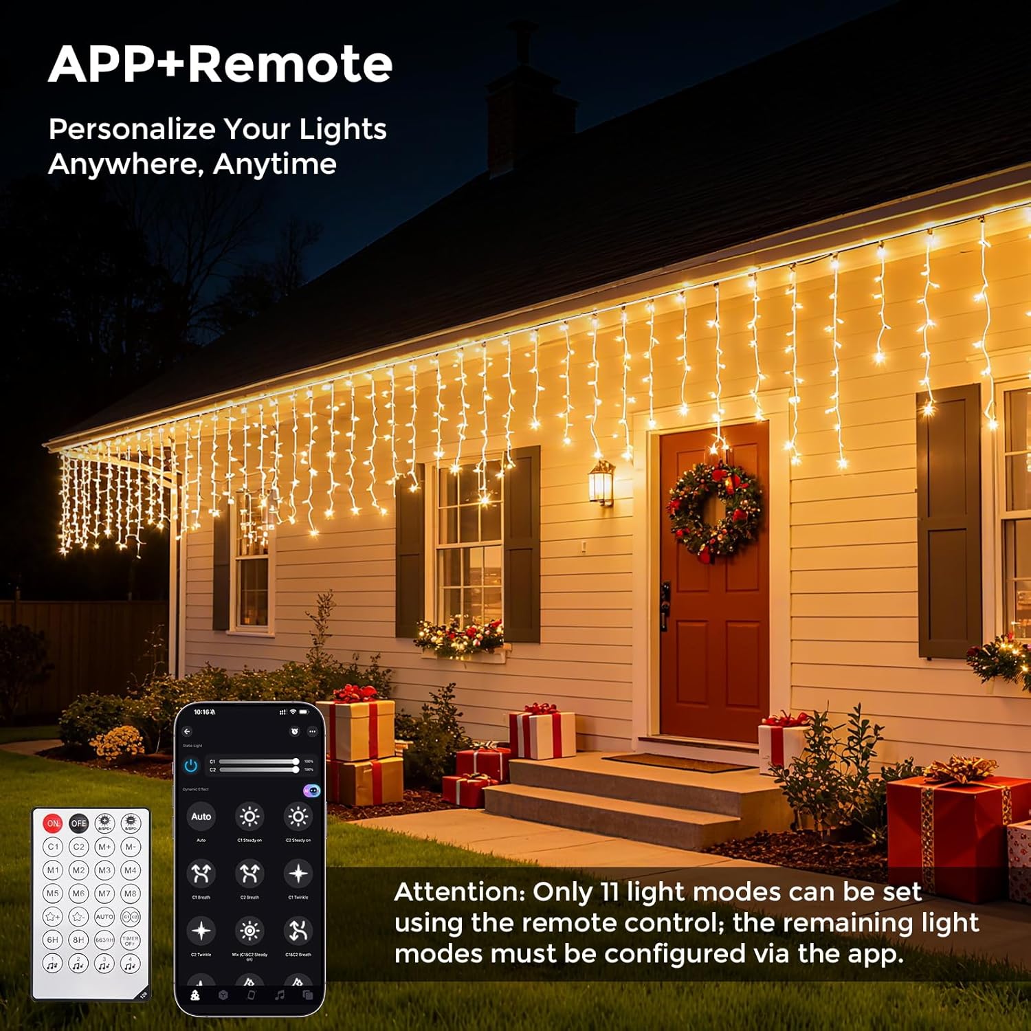 Luci Natale Esterno Cascata 10M con APP e Telecomando - immagine 4