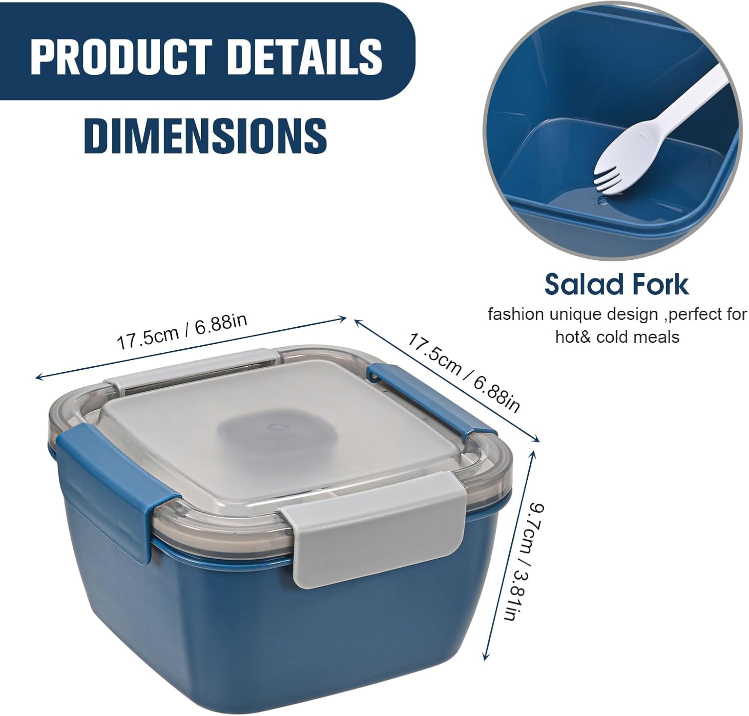 Portapranzo Bento 1500ml con Divisorio, Blu - immagine 2