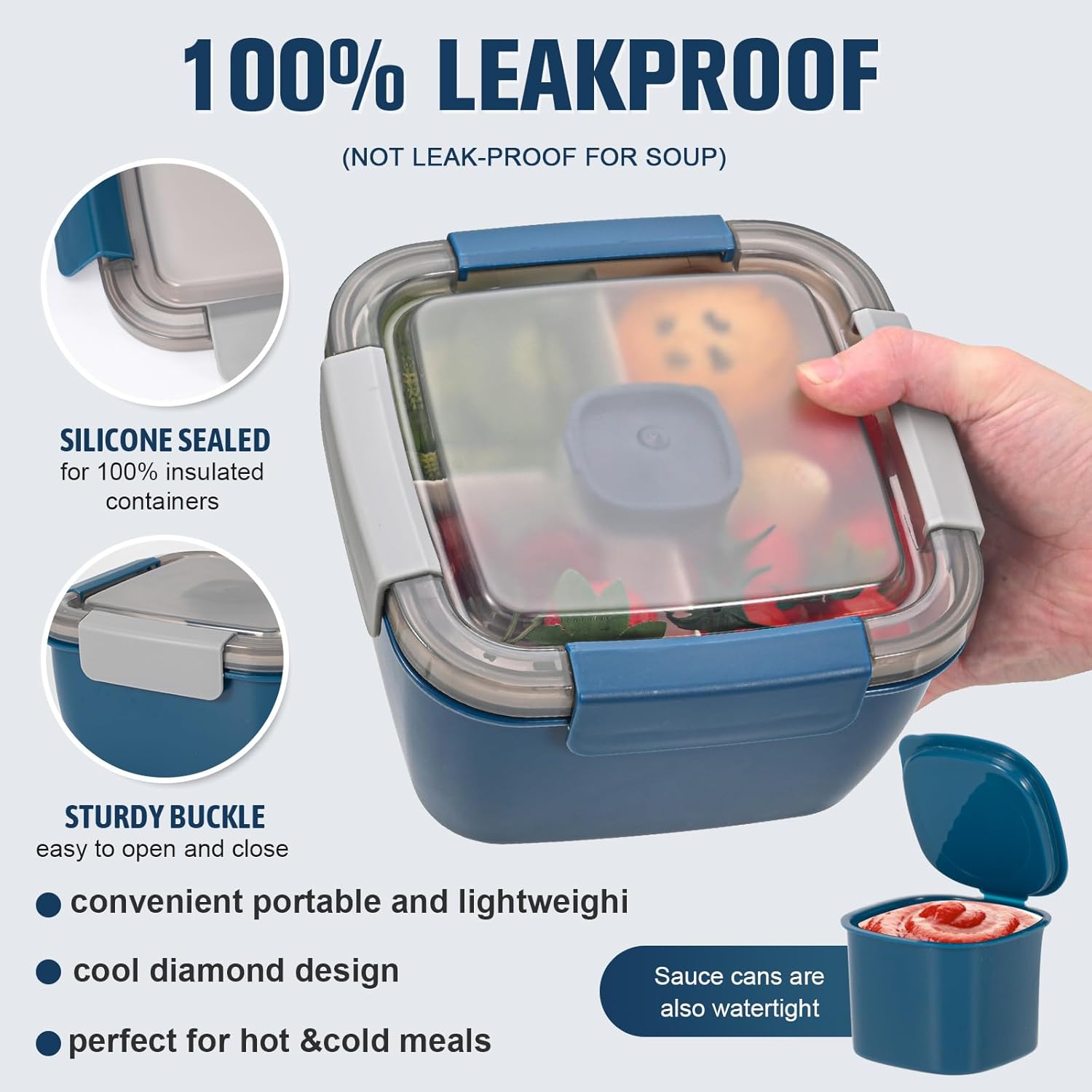 Portapranzo Bento 1500ml con Divisorio, Blu - immagine 4