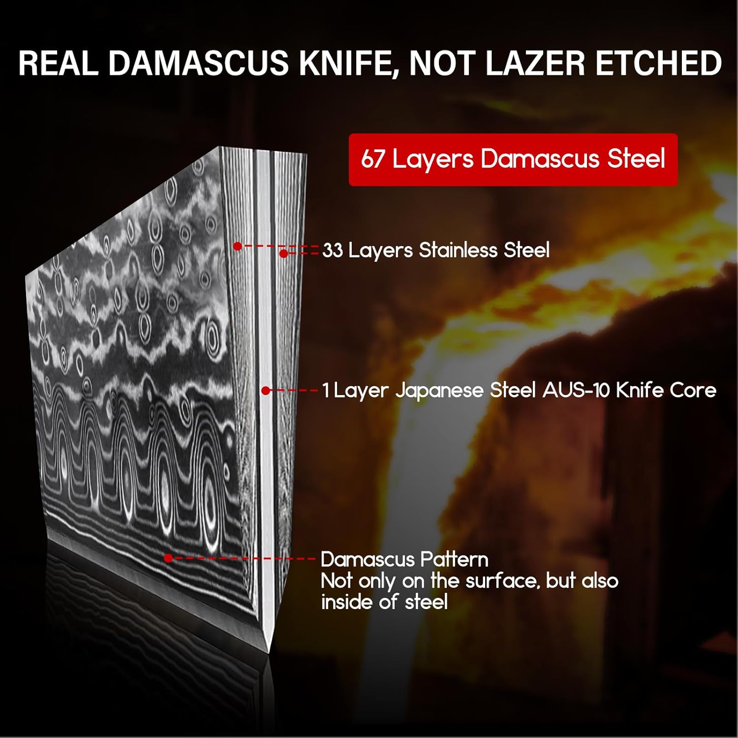 Shan Zu Coltello Santoku 8 Pollici Acciaio Damasco - immagine 3