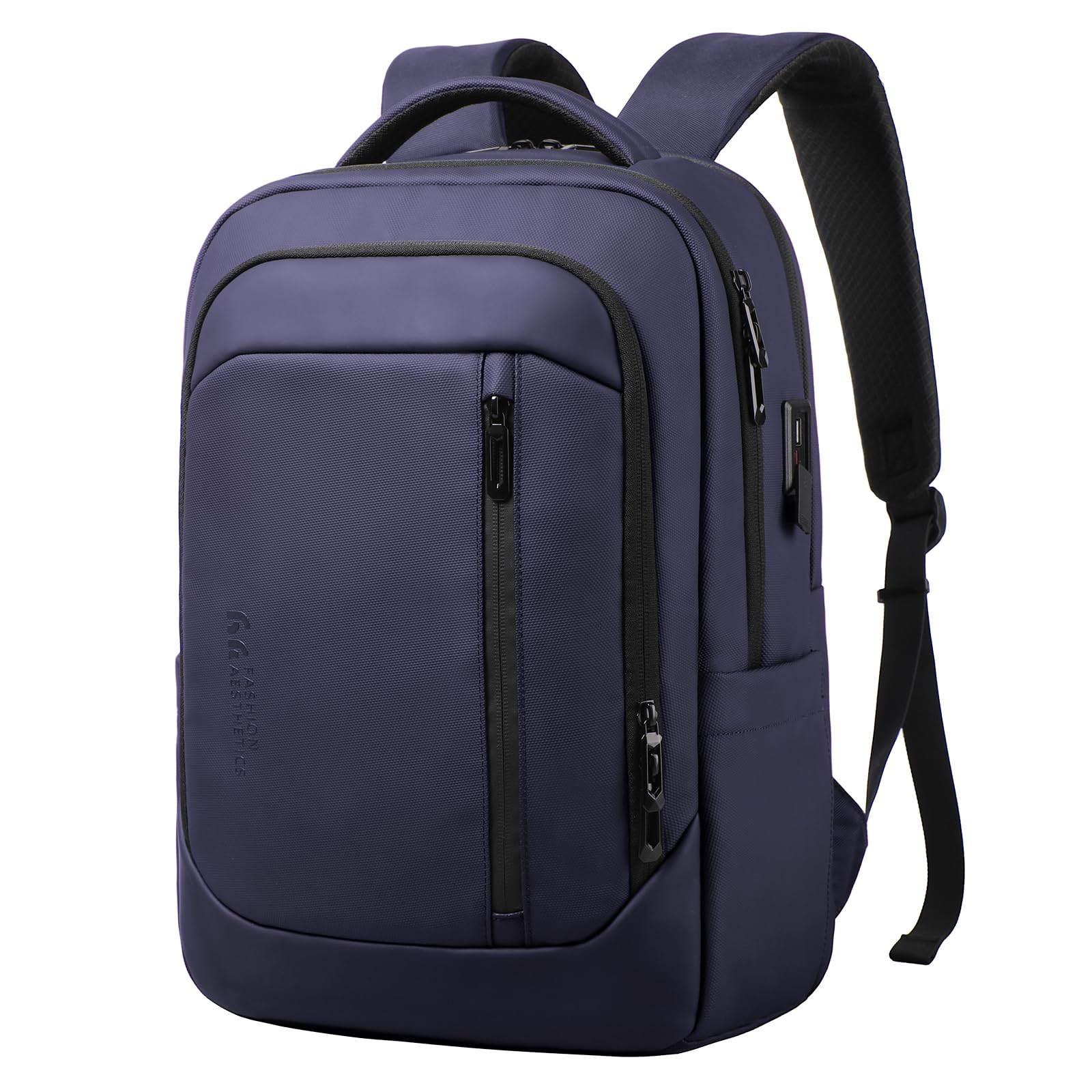 hk Zaino da viaggio per laptop da uomo da 17 pollici, resistente agli spruzzi e antifurto, con porta di ricarica USB, per pendolari, viaggi, lavoro, colore blu