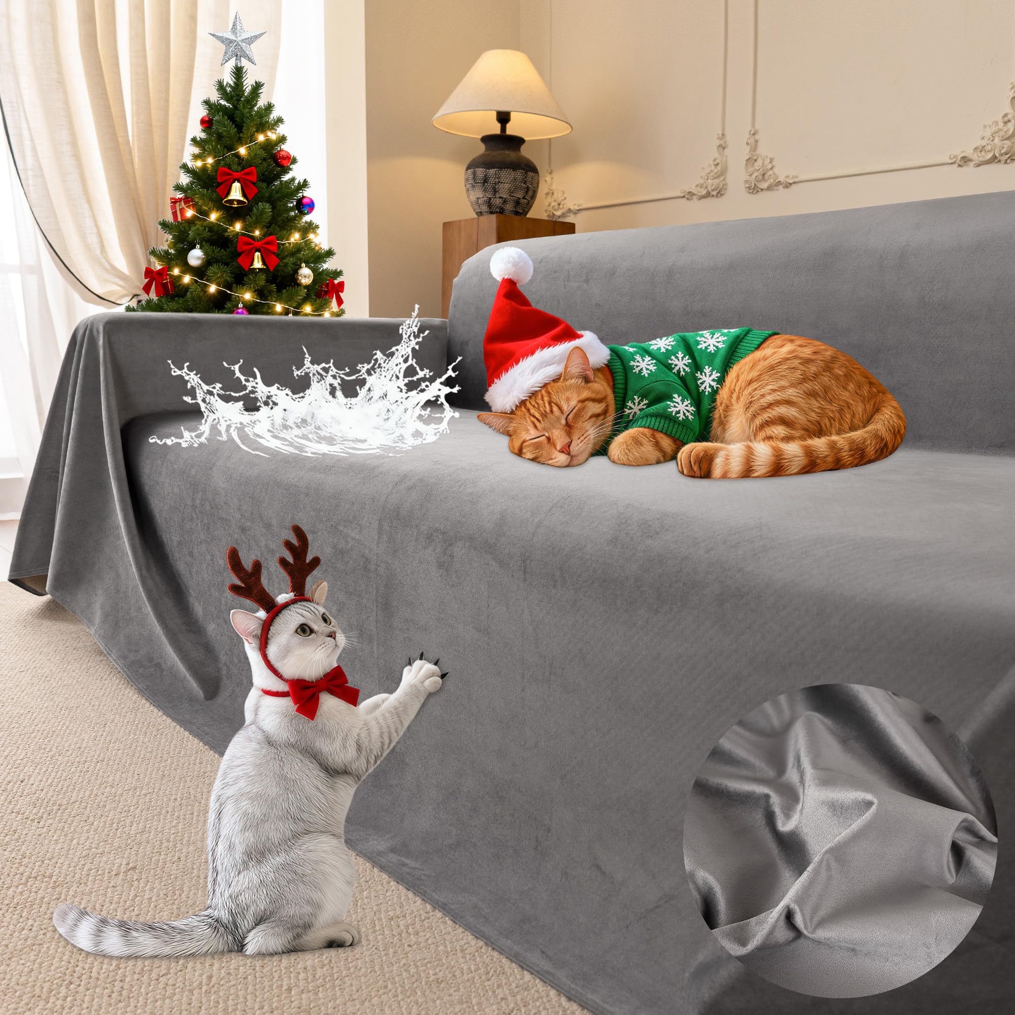 Loiion Protezione Divano Graffi Gatto 300x180cm, Grigio