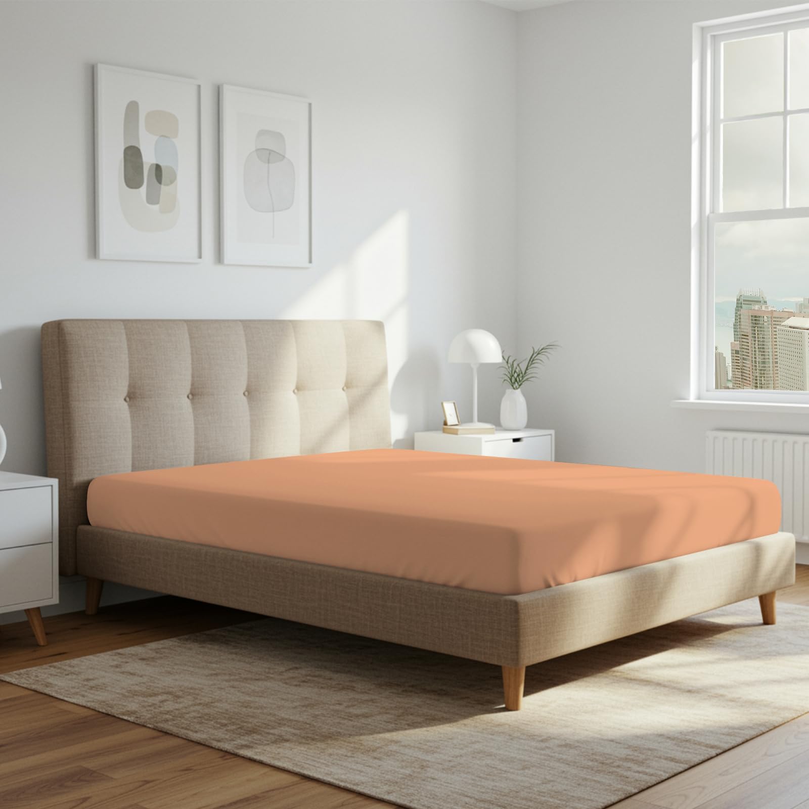 Pizuna Set Lenzuola King Size Cotone 160x200cm, Pesca