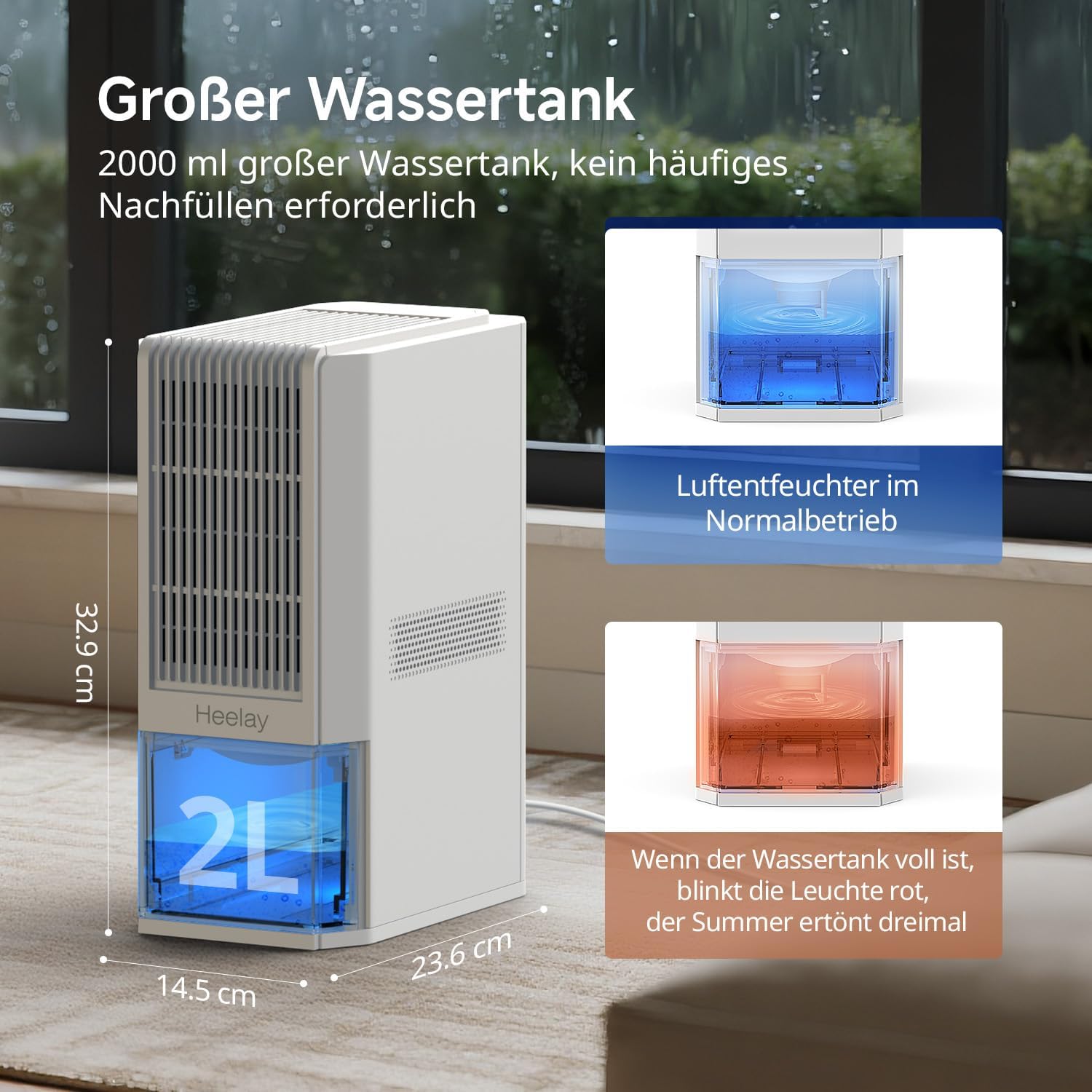 Deumidificatore Elettrico 2000ml con Luci 7 Colori - immagine 3