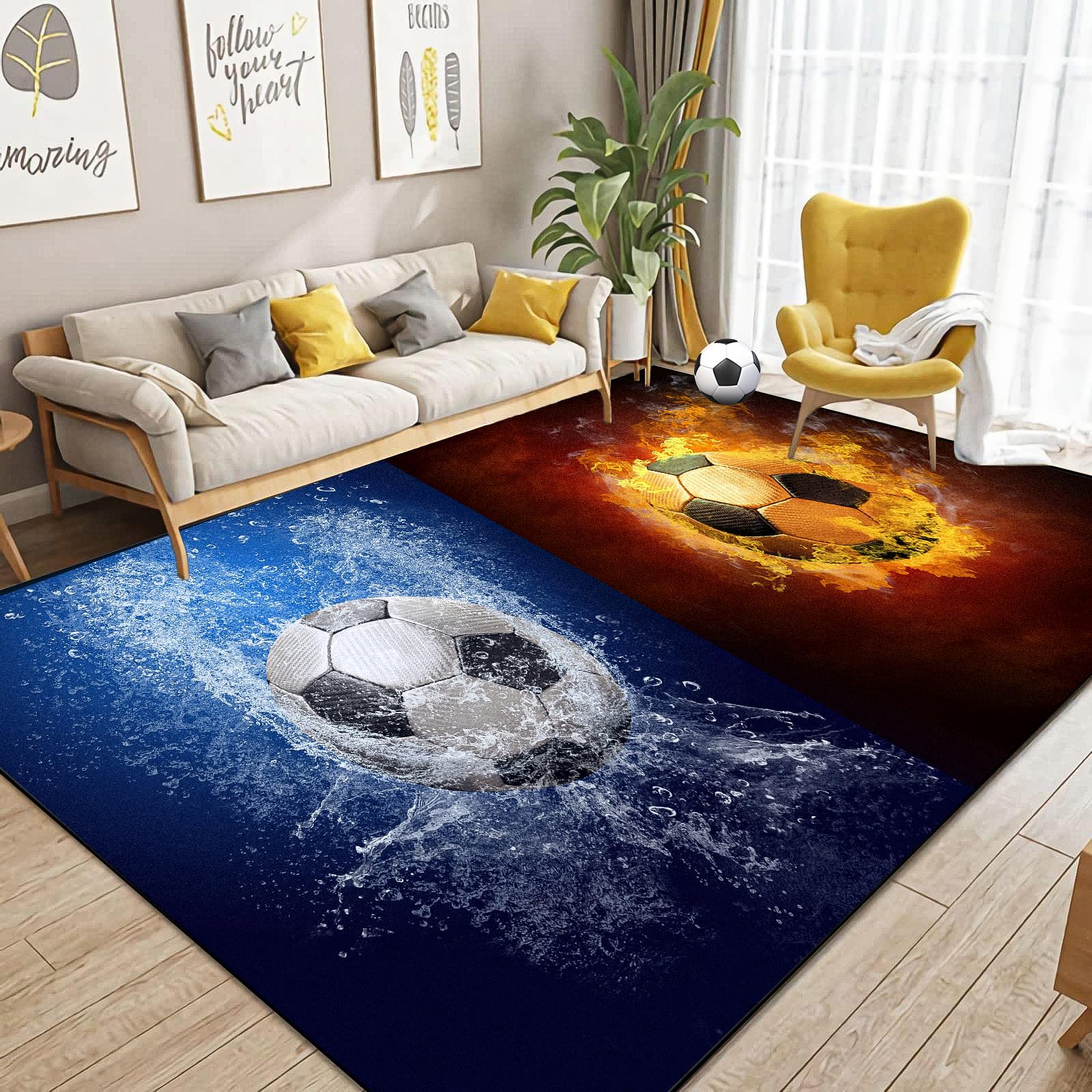 Lufei Tappeto da Calcio 3D per Camera Ragazzi 160x230cm