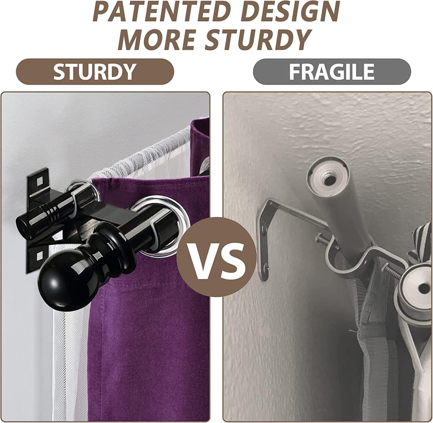 Bastone da Tenda Doppio in Acciaio Inossidabile, Bianco - immagine 3