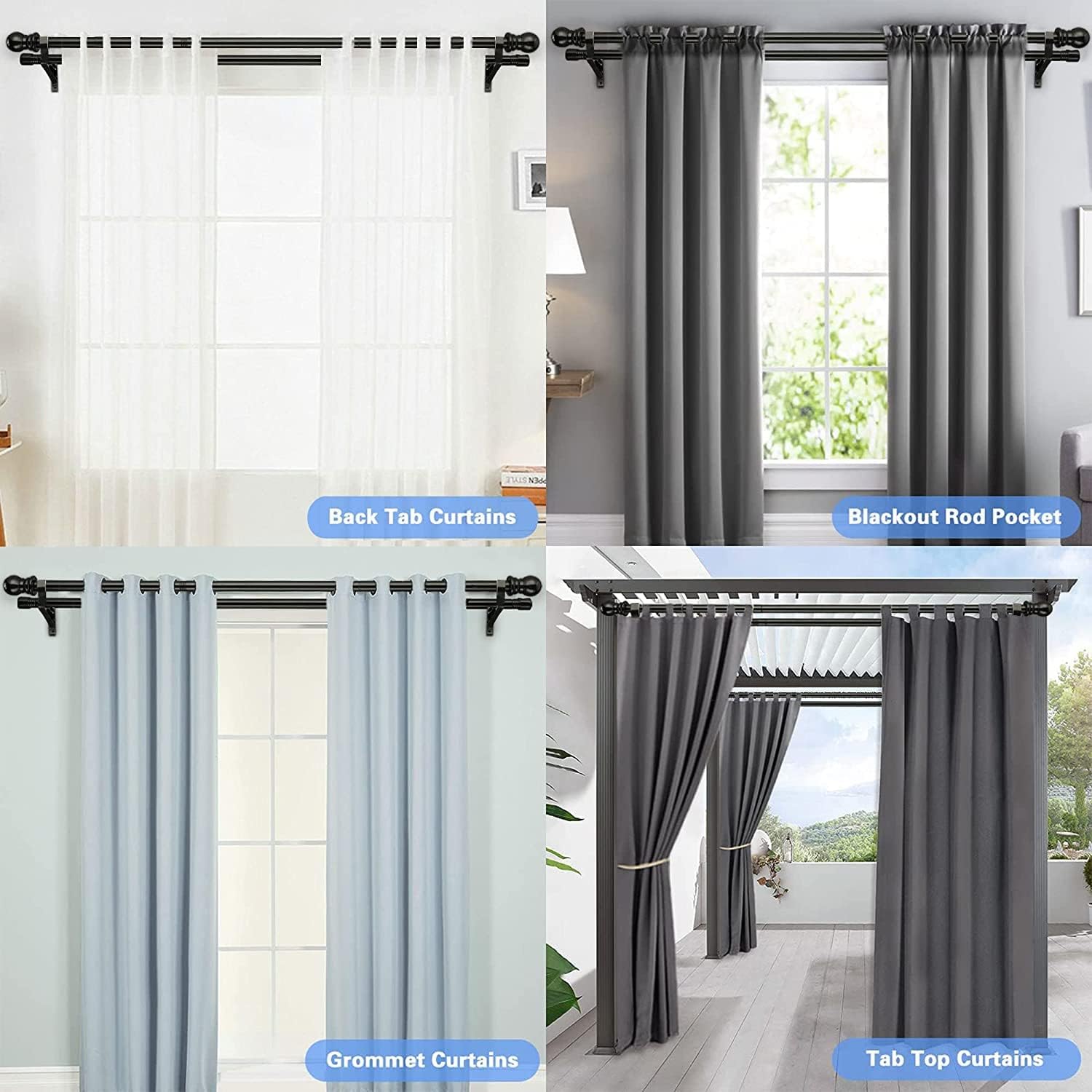 Bastone da Tenda Doppio in Acciaio Inossidabile, Bianco - immagine 5