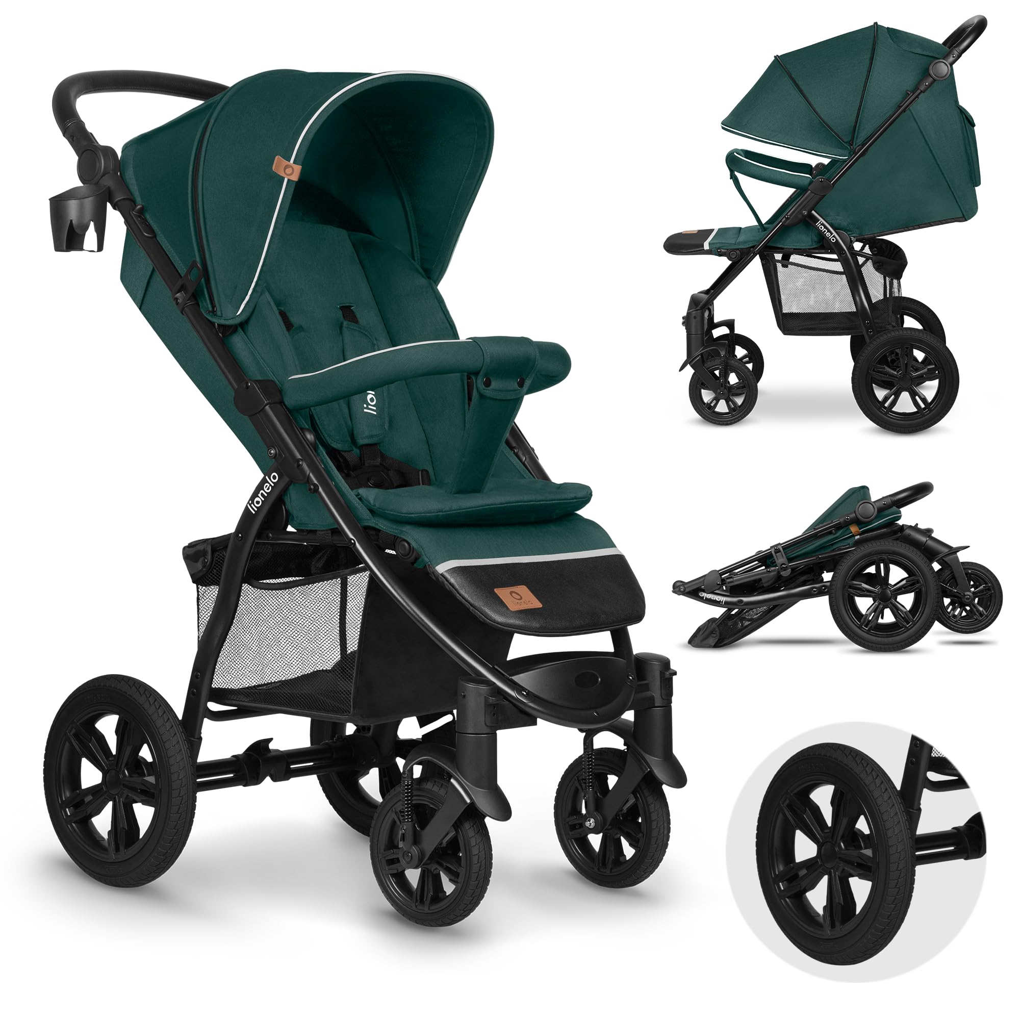 Lionelo Annet Tour - Passeggino Compatto 0-22kg, Green