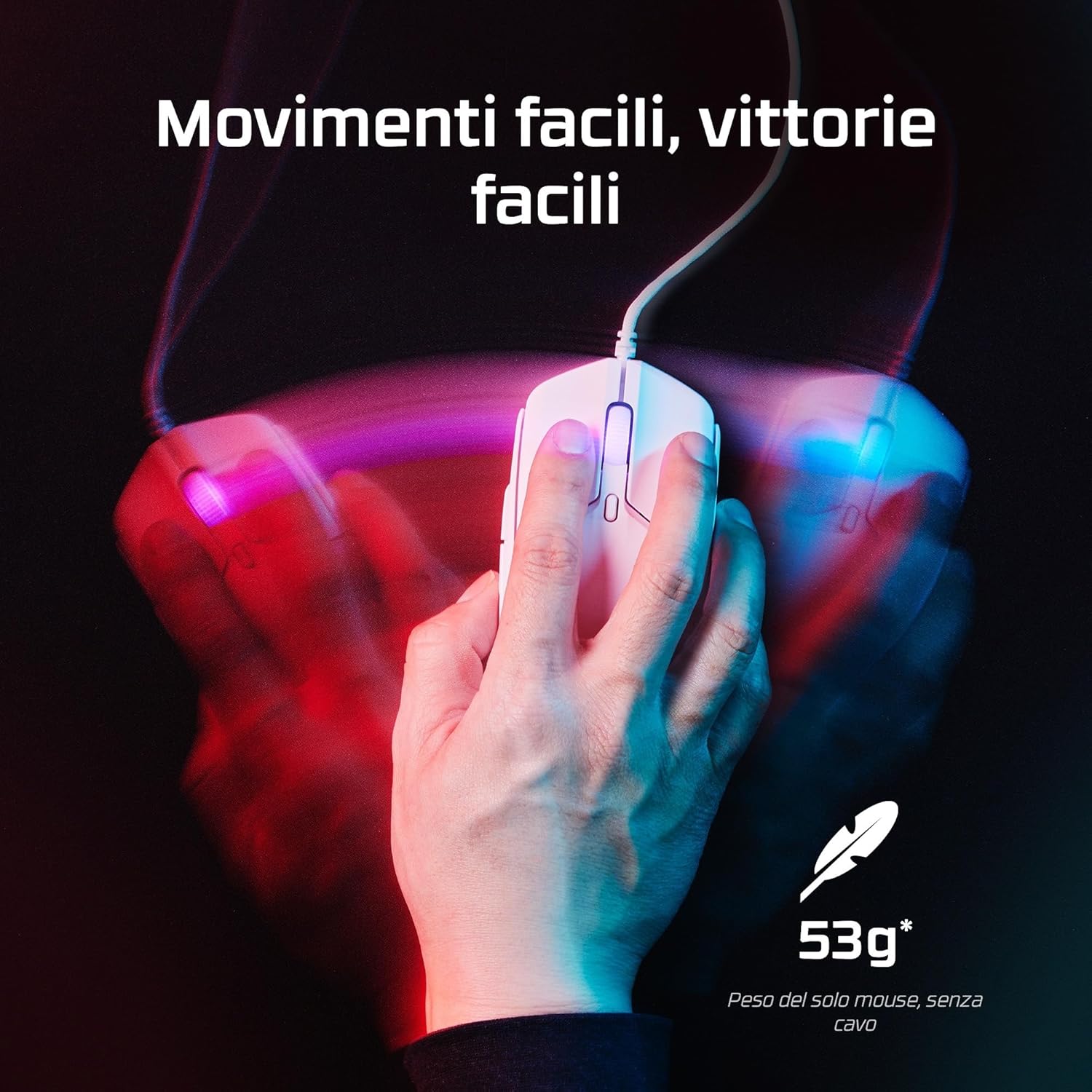 Hyperx Pulsefire Haste 2 - Mouse Gaming Cablato RGB, Bianco - immagine 2