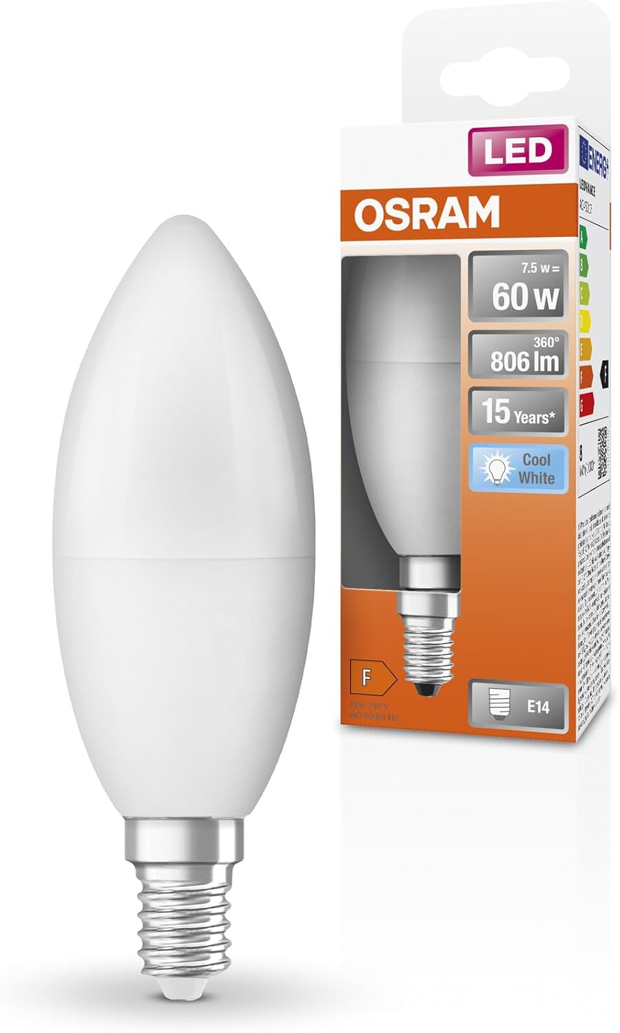 Osram Lampada LED Classica E14 Candela FR 4000K, 6 Pezzi