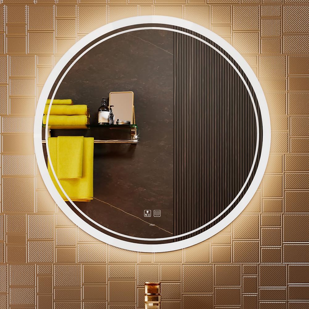 Kww Grande Specchio Rotondo LED per Bagno 60x60 cm