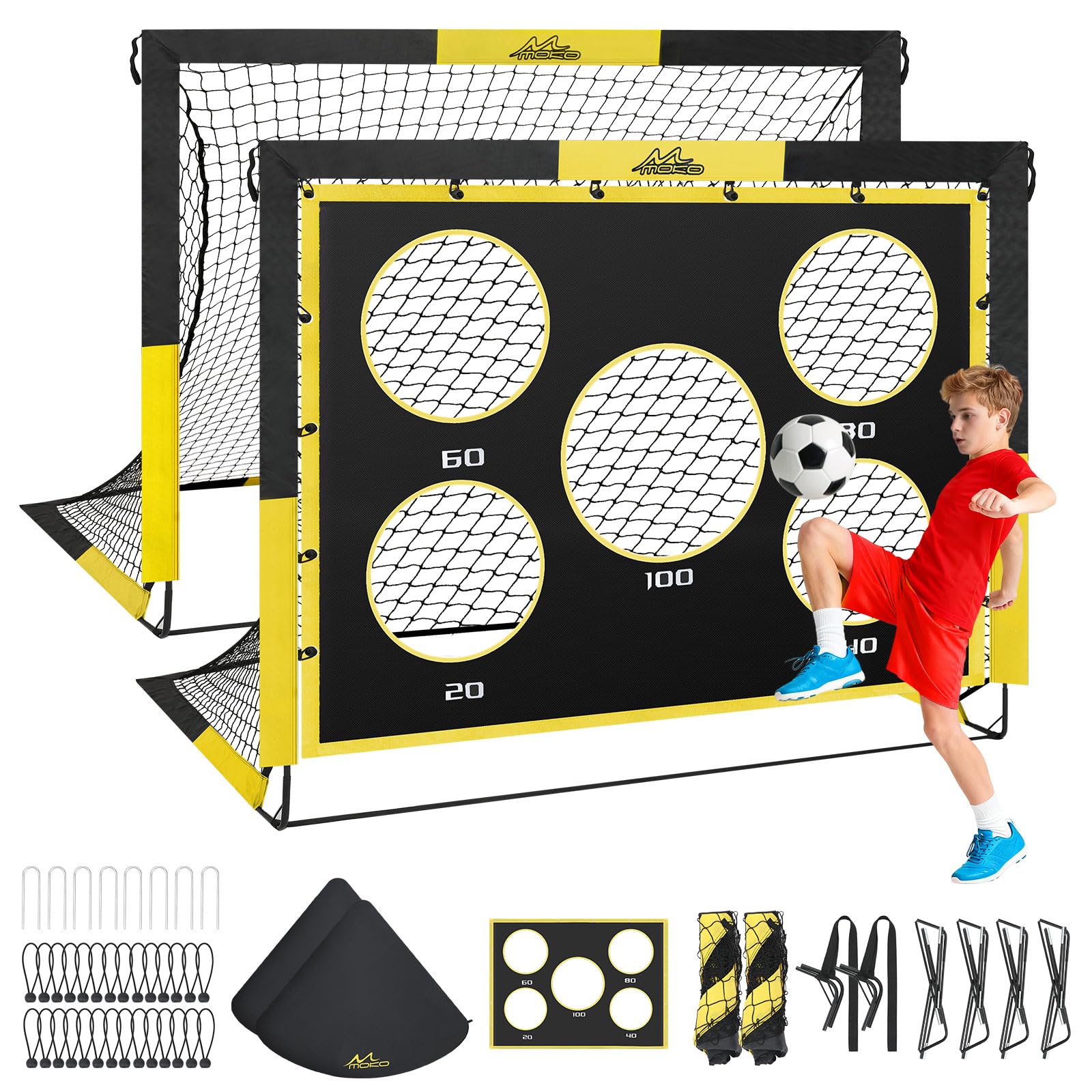 Moko Porta da Calcio Pop-Up 5x4 FT (2 Pezzi)