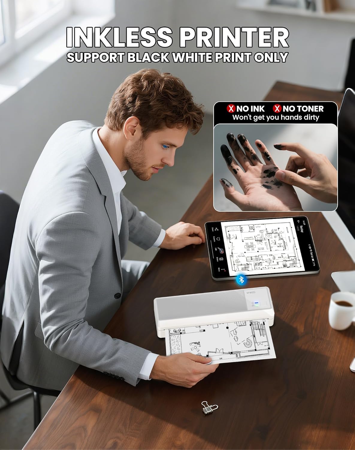 Vretti Stampante Portatile A4 Termica da Viaggio - immagine 3