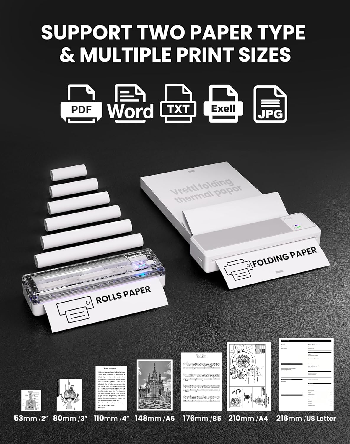 Vretti Stampante Portatile A4 Termica da Viaggio - immagine 7