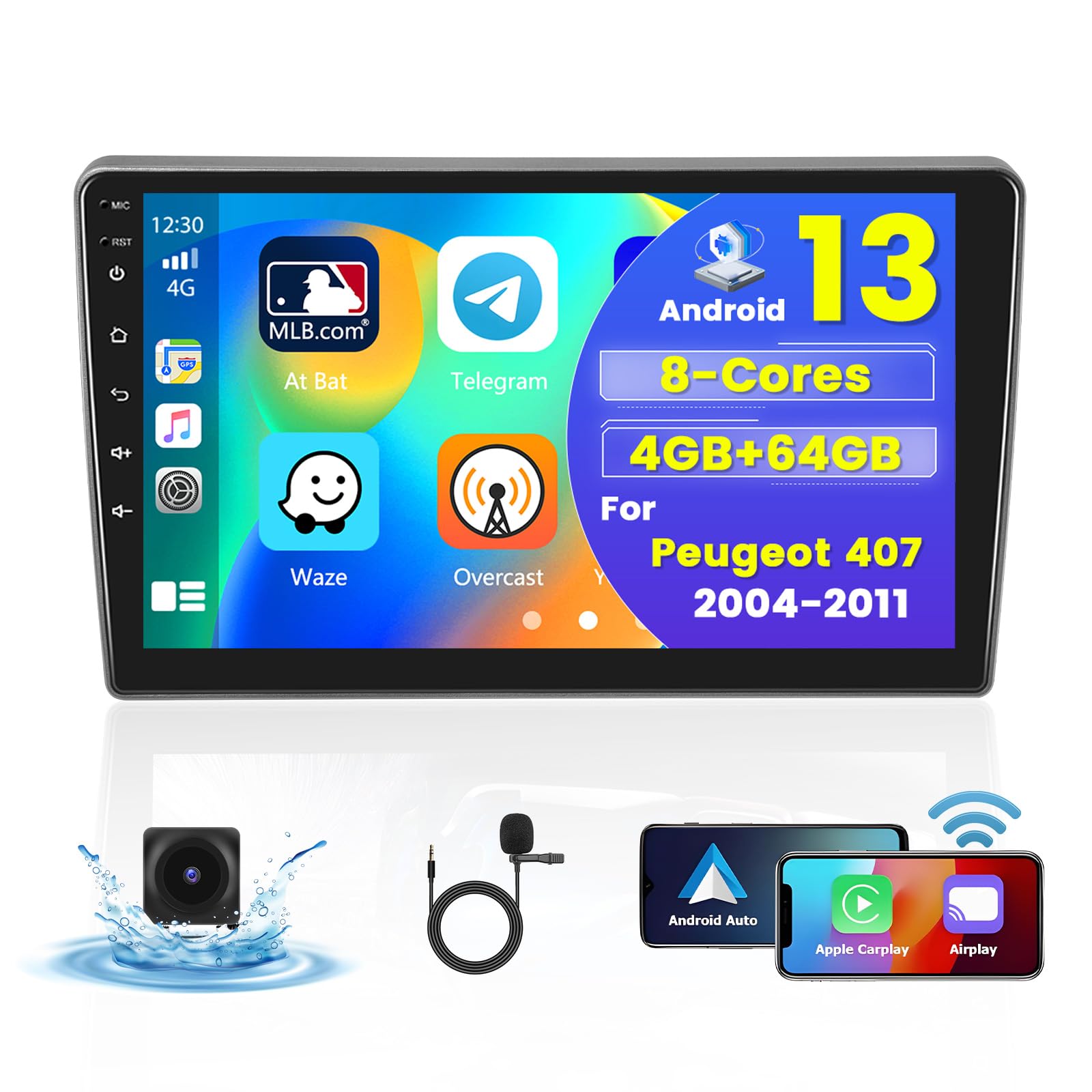 Hikity Autoradio Android per Peugeot 407 2004-2011