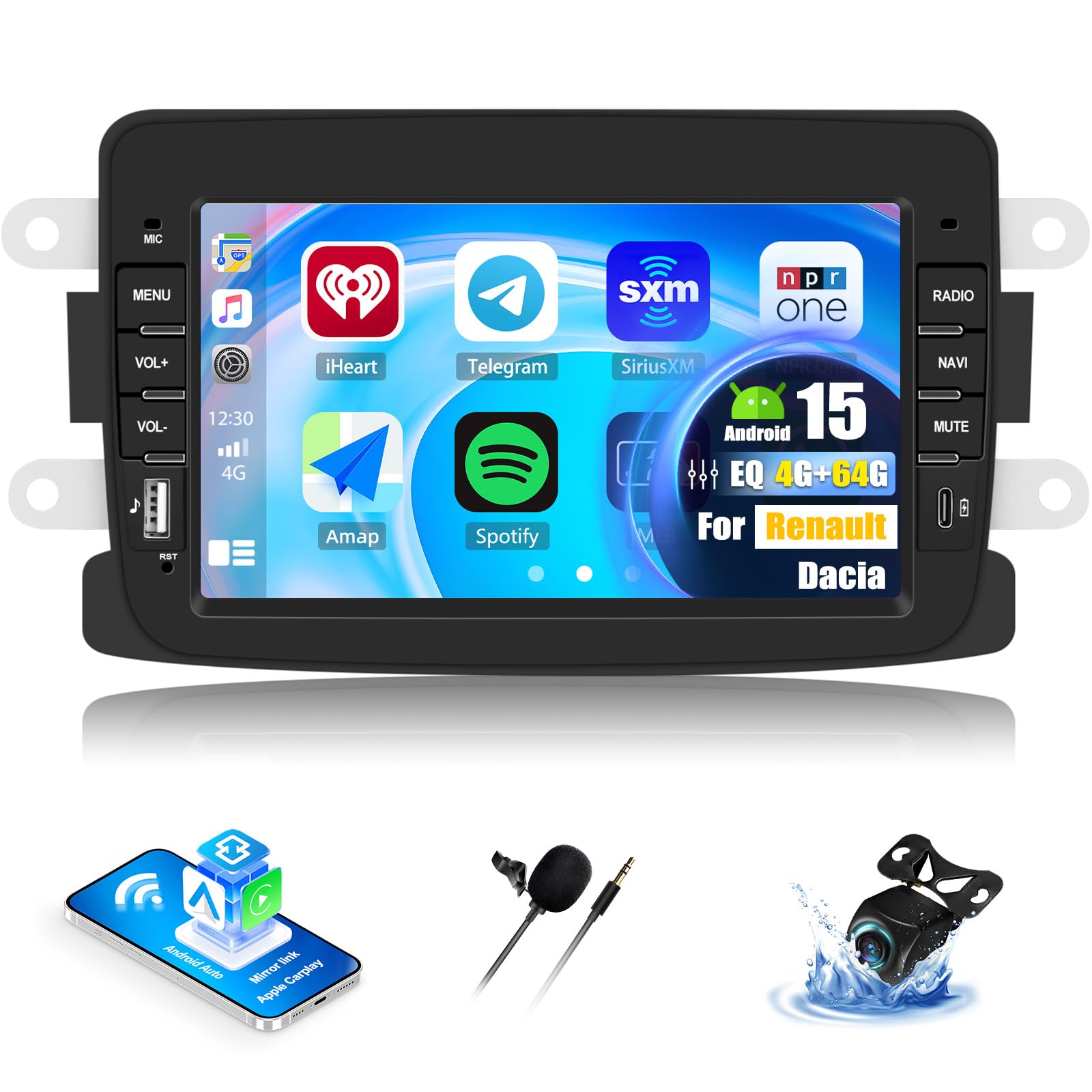 Oiliehu Autoradio Android 15 per Renault Dacia 7''