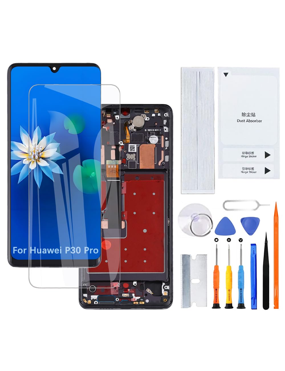 H&lycyj Display di Ricambio per Huawei P30 Pro TFT, Nero