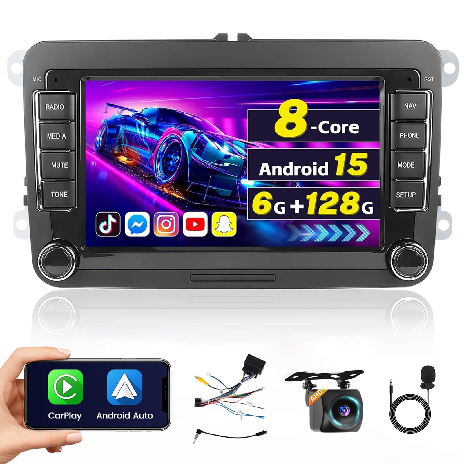 Inefala Autoradio Android 7" per VW Golf Passat Tiguan