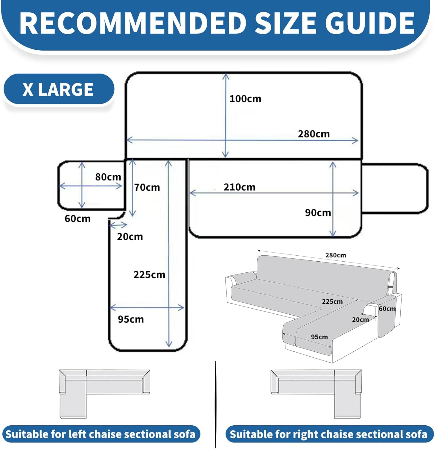 Copridivano 4 Posti con Penisola Impermeabile L 280 CM, Caffè - immagine 3