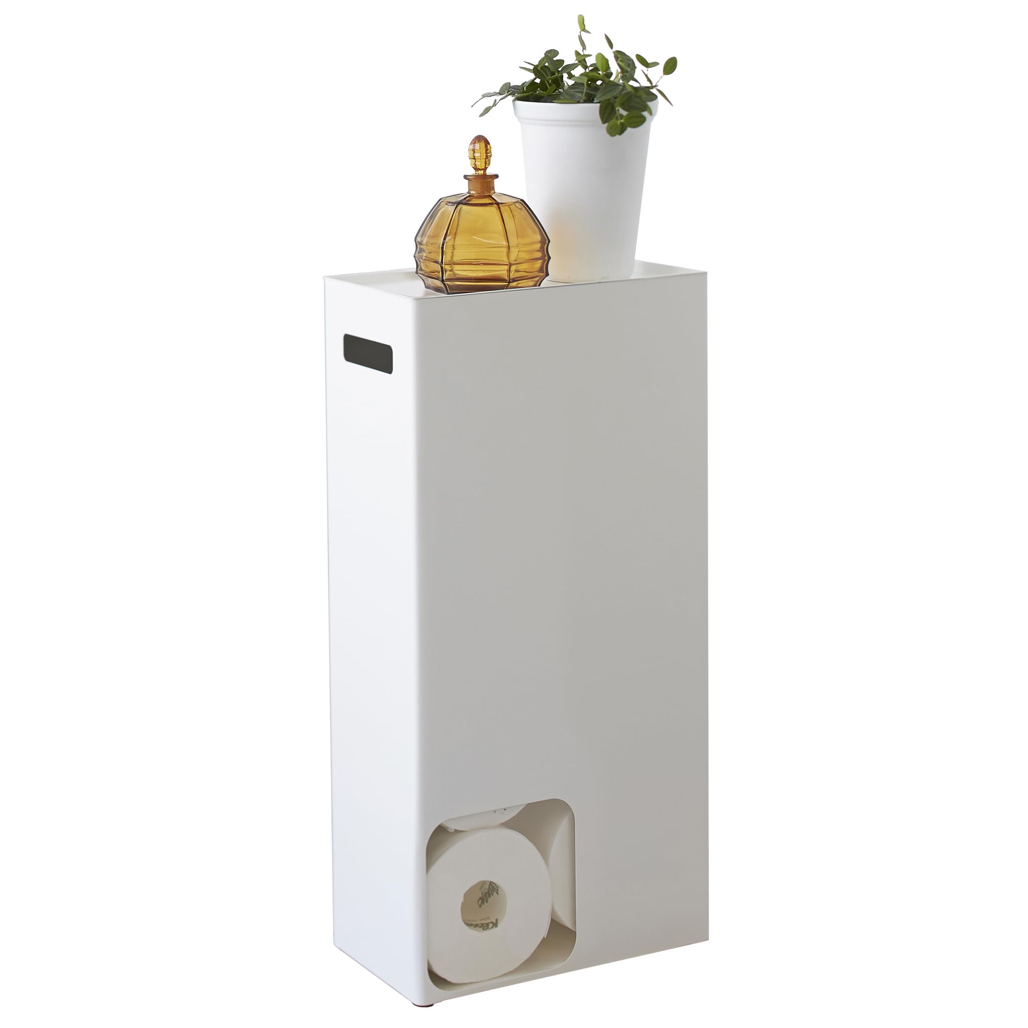 Yamazaki 3455 Tower Toilet Paper Stocker, White, Steel, 23 x 12.5 x 48 cm