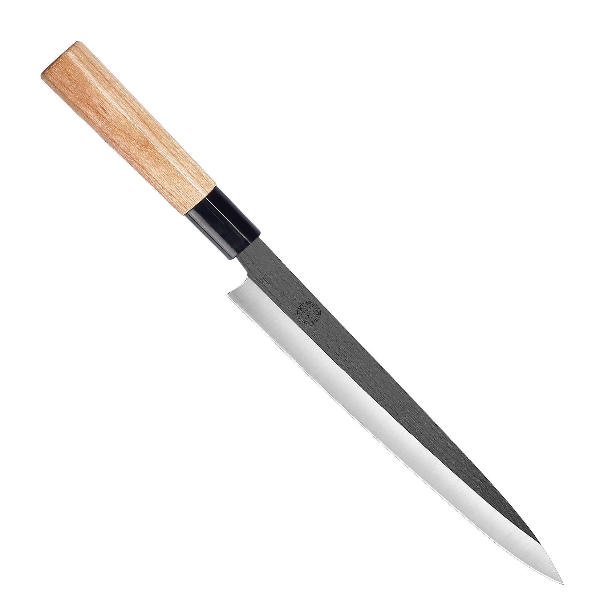 MITSUMOTO SAKARI 28 cm Coltello Yanagiba Giapponese, Coltello Cucina in Lega di Tungsteno, Coltello Sashimi Professionale Forgiato a Mano (Manico in Fraxinus Mandshurica e Squisita scatola di legno)