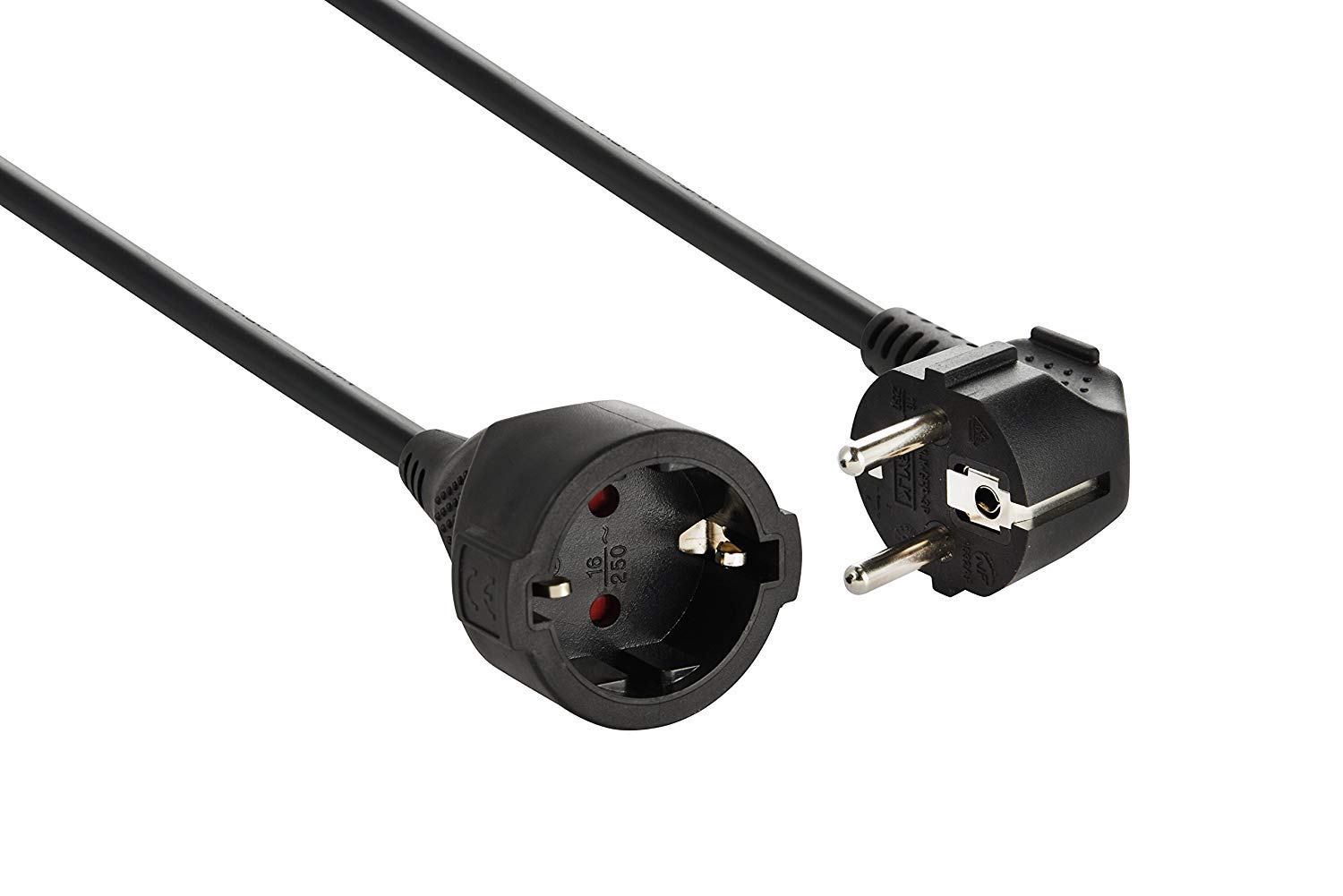 Electraline 01694 - Prolunga con contatto di protezione, 10 m, cavo in plastica, IP20, per interni/prolunga con sicurezza bambini/prolunga Schuko, nero, 10 m