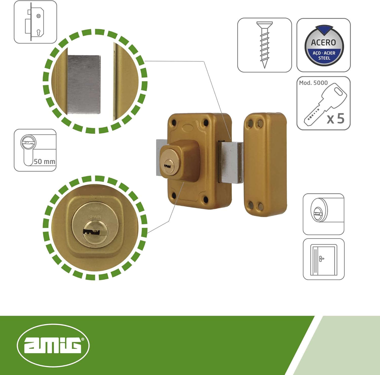 Amig - Serratura da Sovrapposizione per Porte in Legno - immagine 5