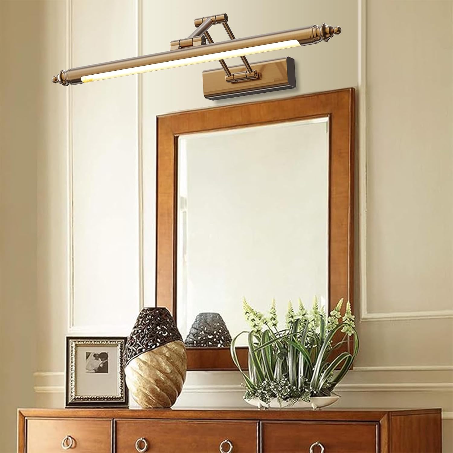 Hmakgg Lampada da Specchio Bagno Vintage LED Ottone 50CM - immagine 3