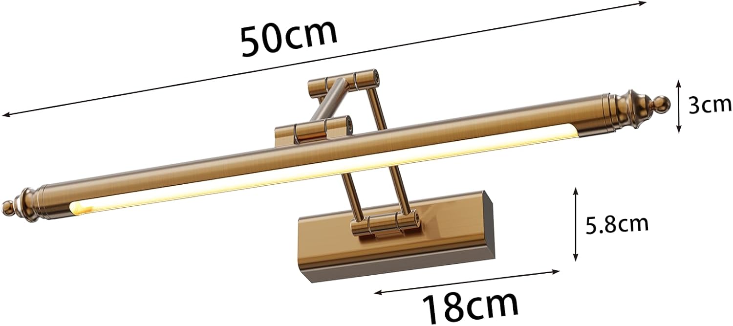 Hmakgg Lampada da Specchio Bagno Vintage LED Ottone 50CM - immagine 6