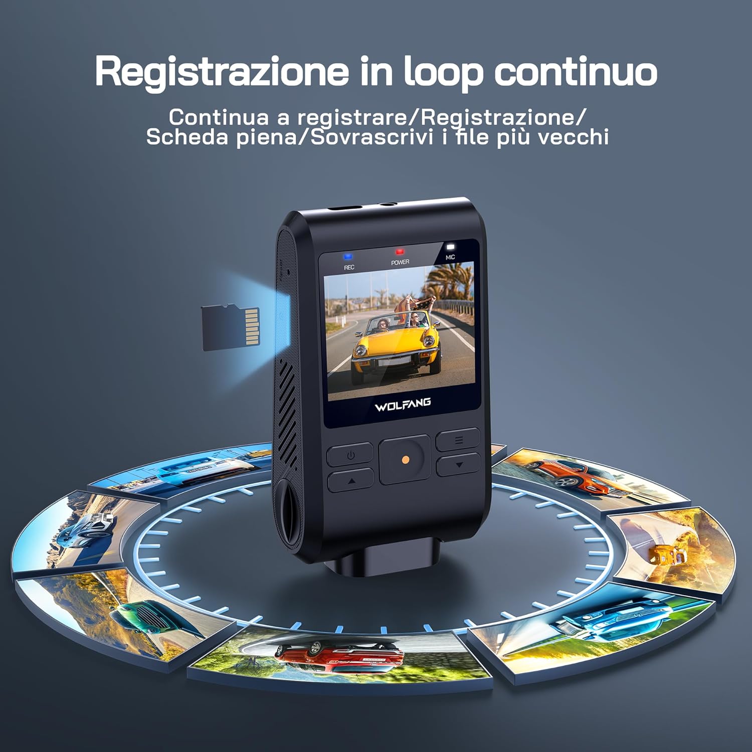 Wolfang Dash Cam Auto 1440P con Scheda SD 32G - immagine 8