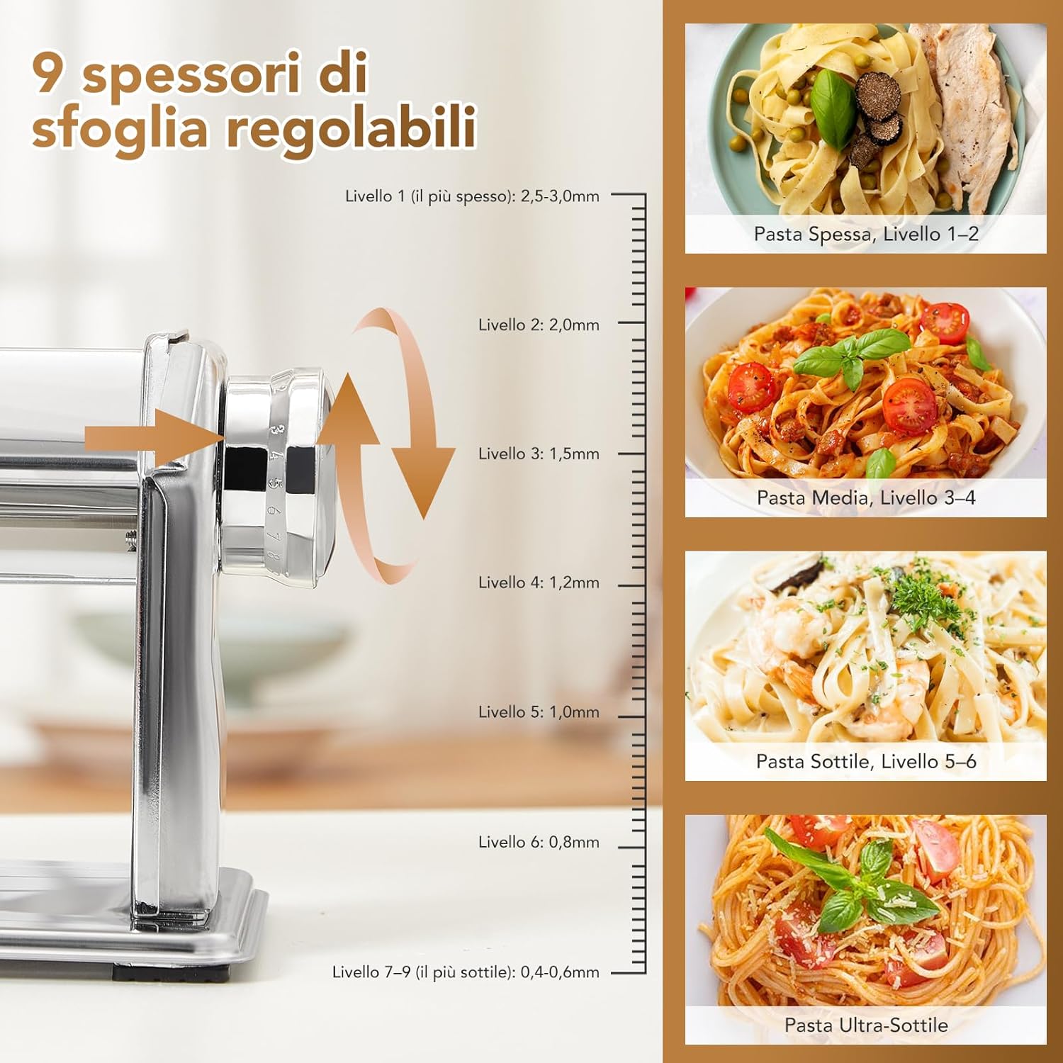 Rossetto - Macchina per Pasta Manuale in Acciaio Inox - immagine 2