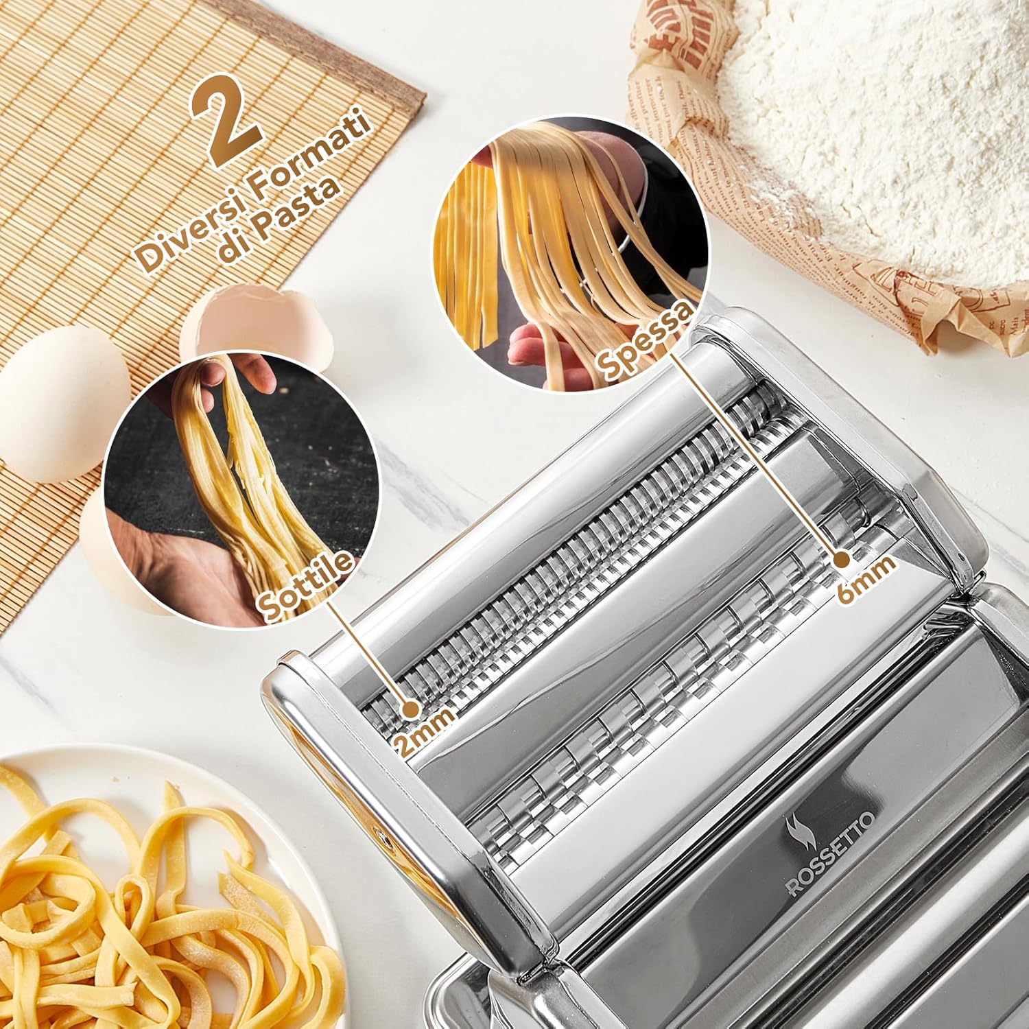 Rossetto - Macchina per Pasta Manuale in Acciaio Inox - immagine 4