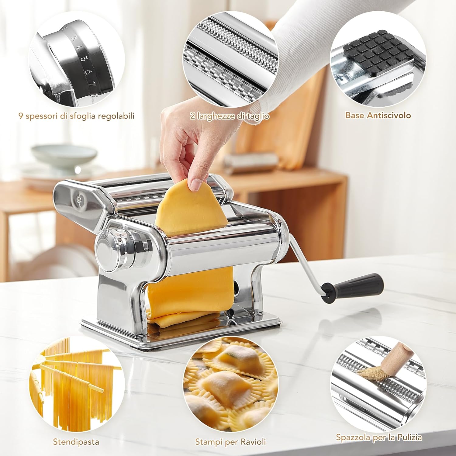 Rossetto - Macchina per Pasta Manuale in Acciaio Inox - immagine 6